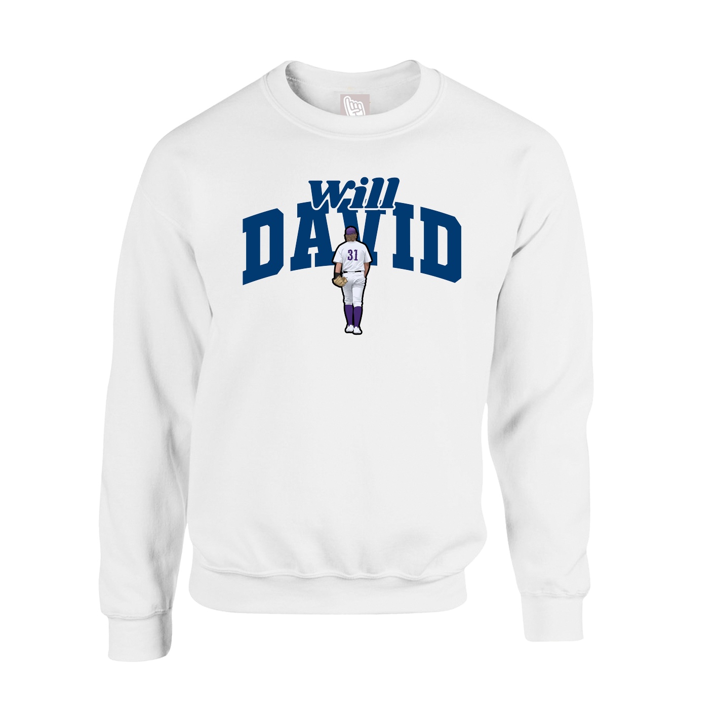 Fleece Crew — Signature Arch in White