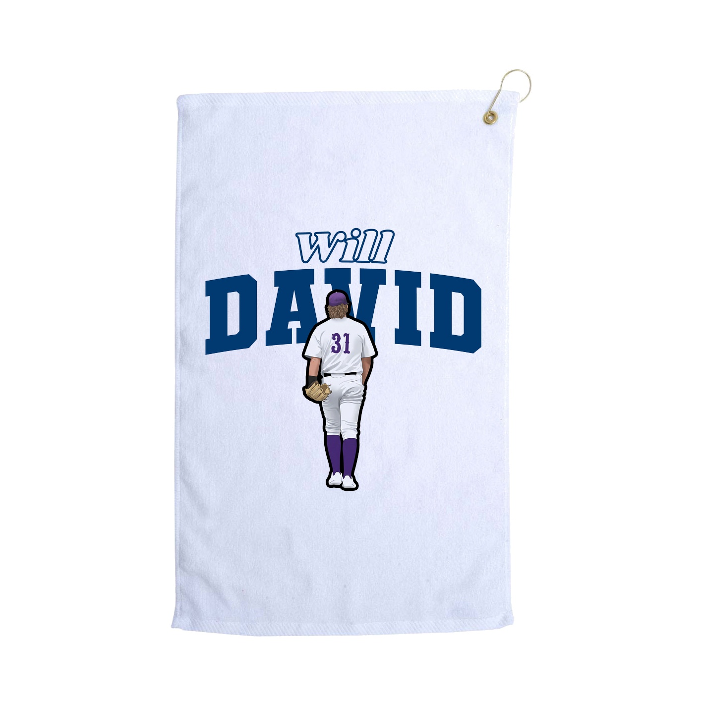 Golf Towel — Name Arch in White