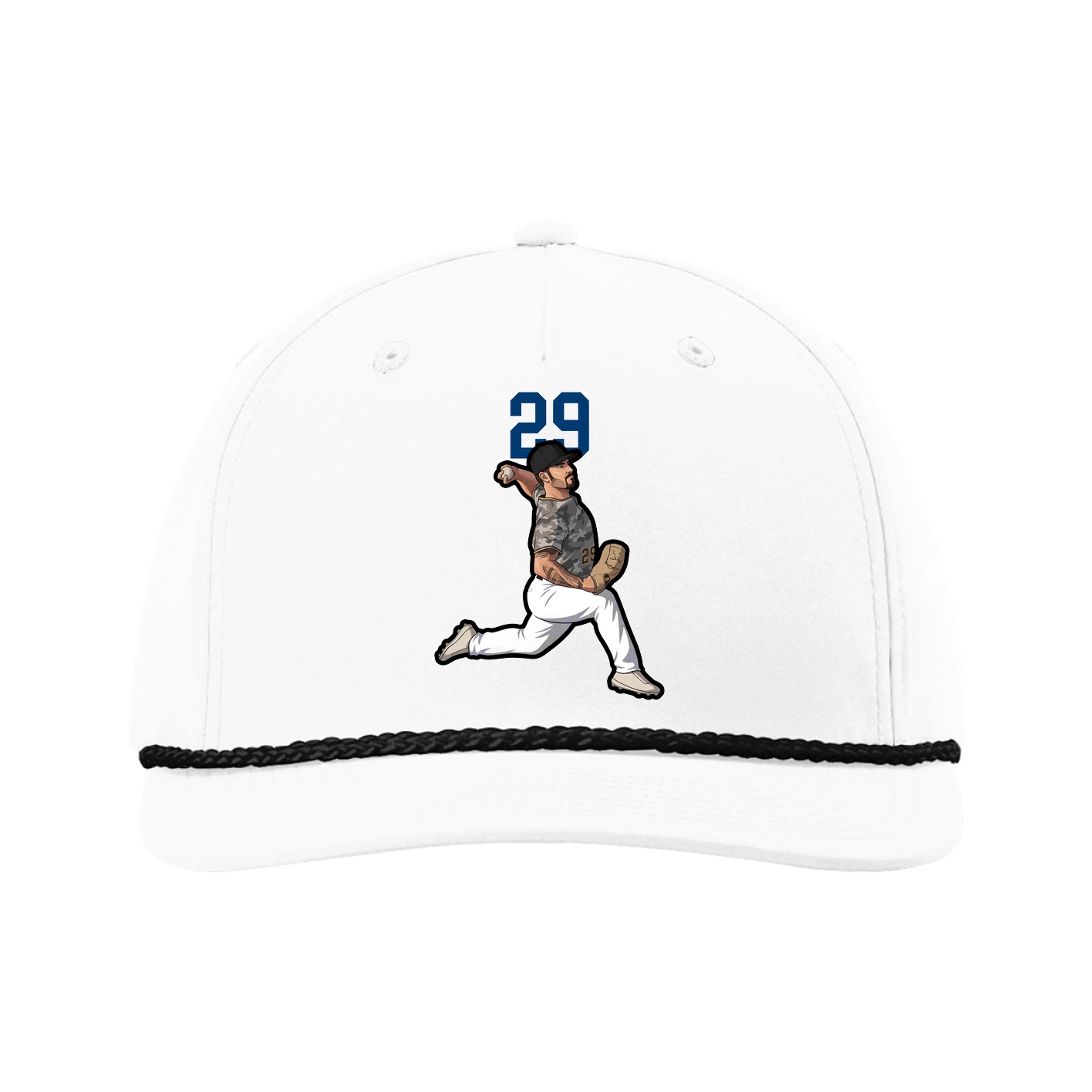 Five-Panel Classic Rope Cap — Number Top in White