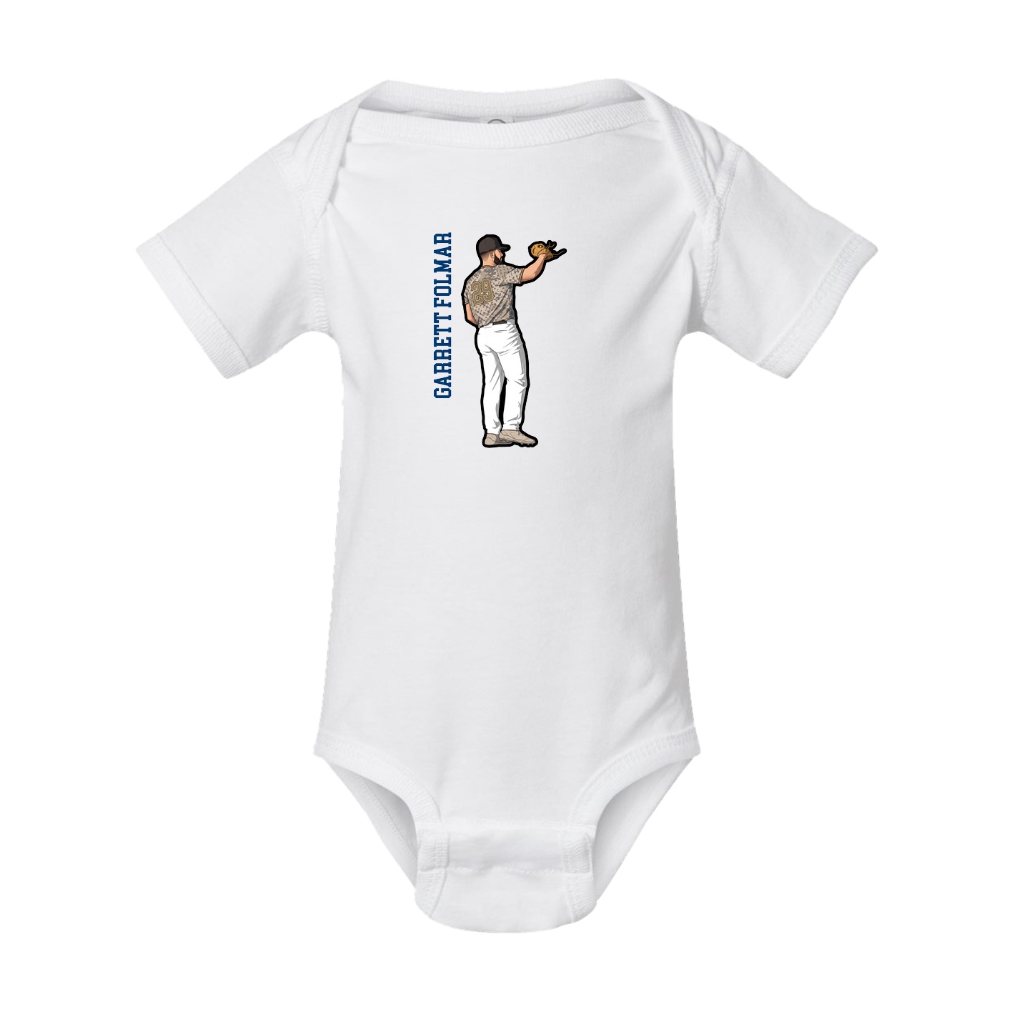 Baby Onesie — Name Vertical in White