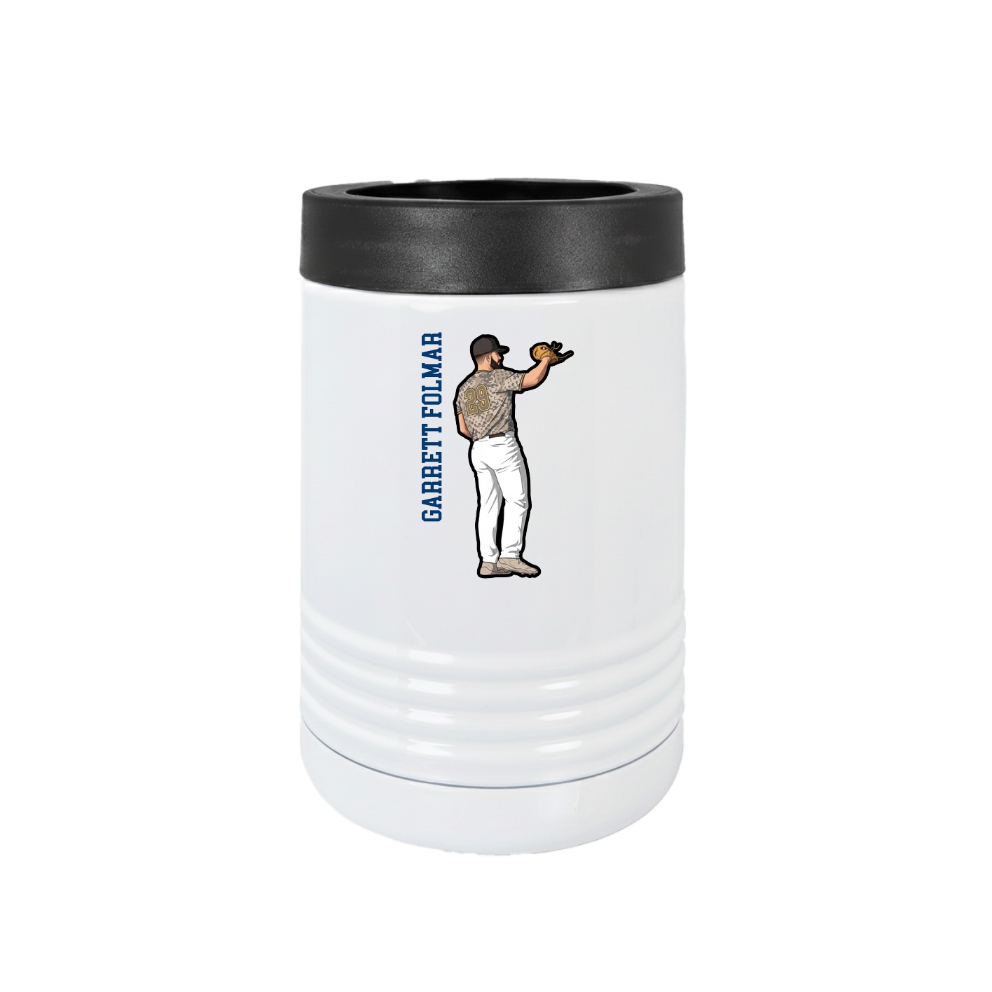 Beverage Holder — Name Vertical in White