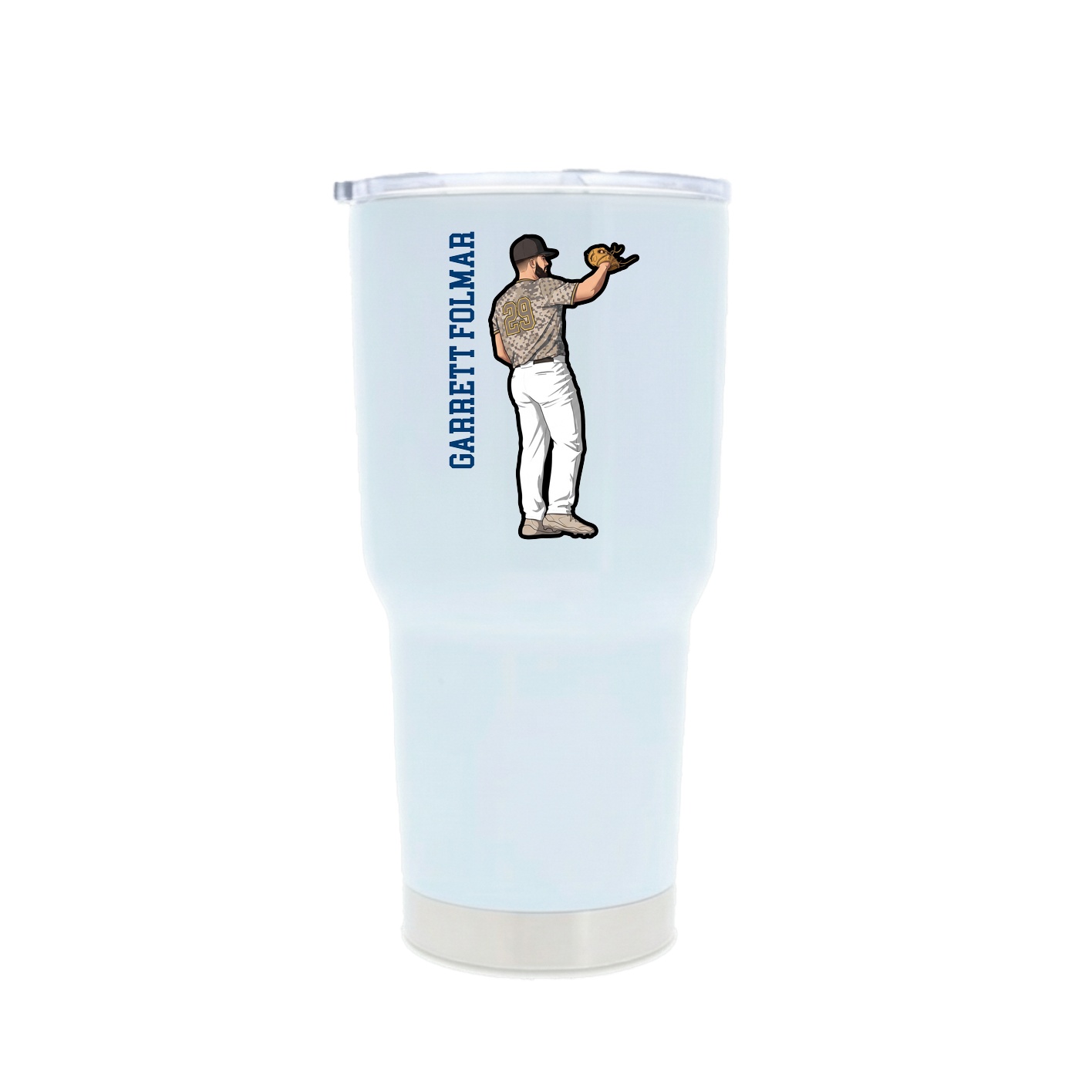 30oz Stainless Steel Tumbler — Name Vertical in White