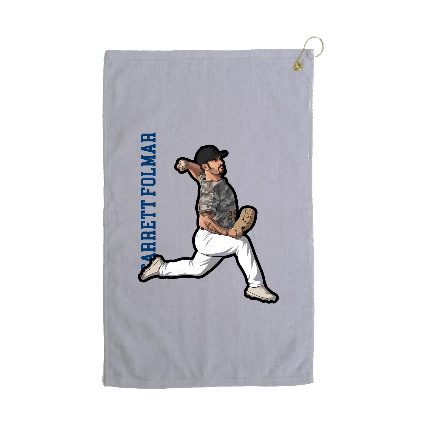 Golf Towel — Name Vertical in Grey