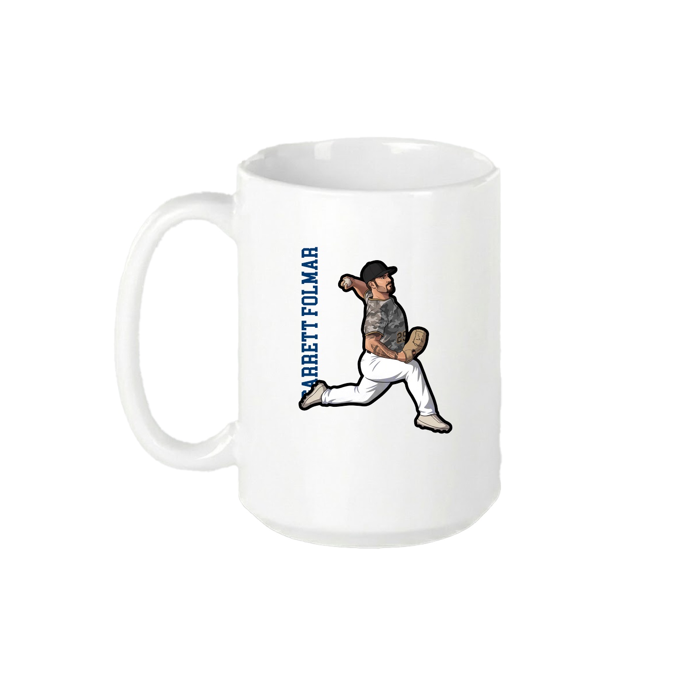 15oz Coffee Mug — Name Vertical in White