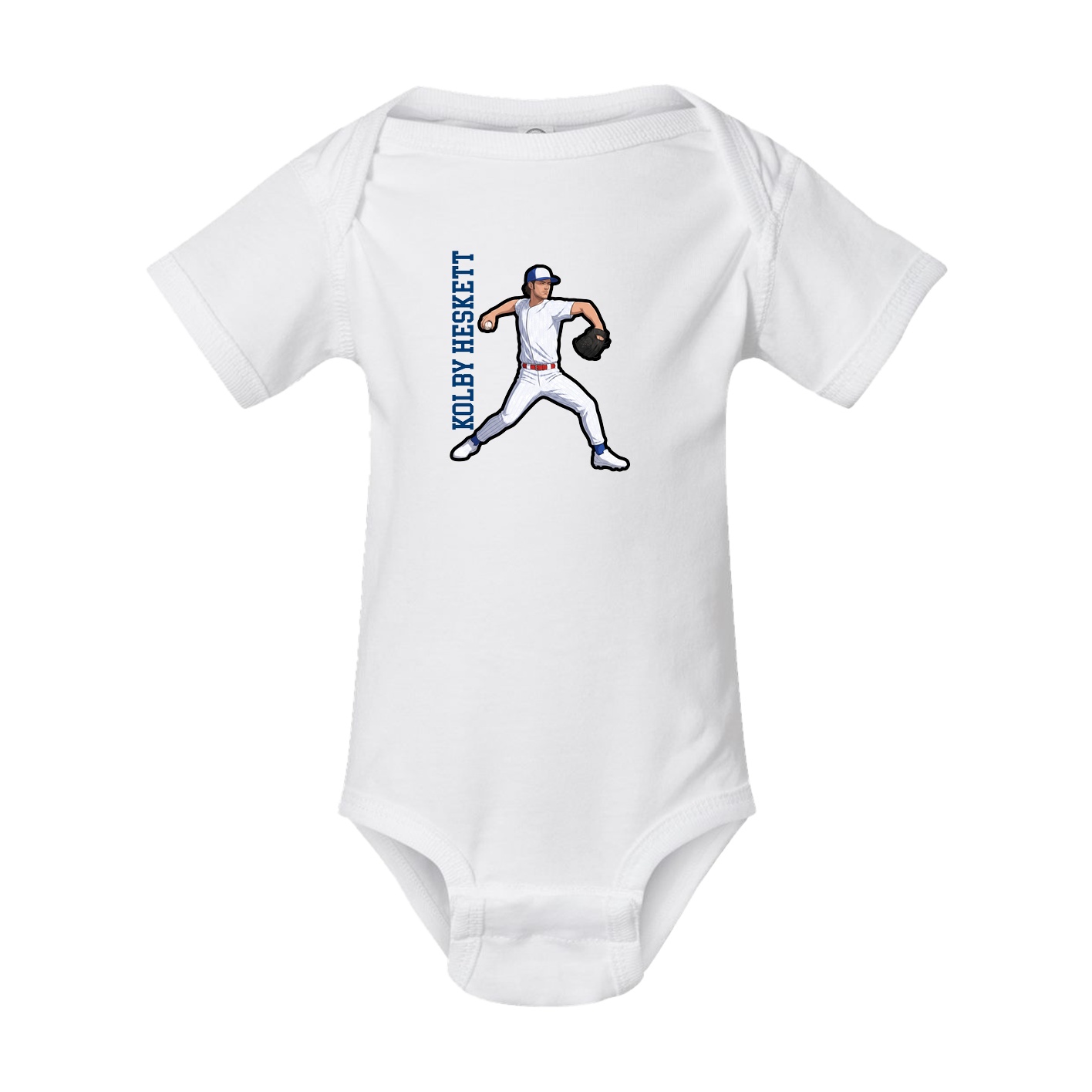 Baby Onesie — Name Vertical in White