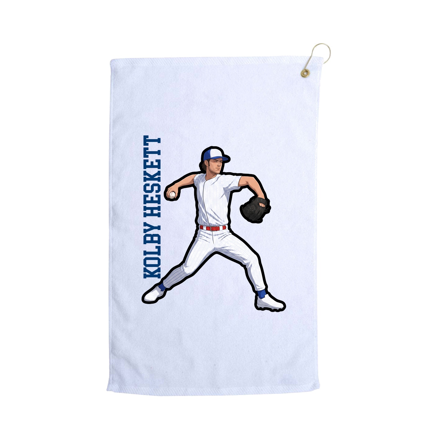 Golf Towel — Name Vertical in White