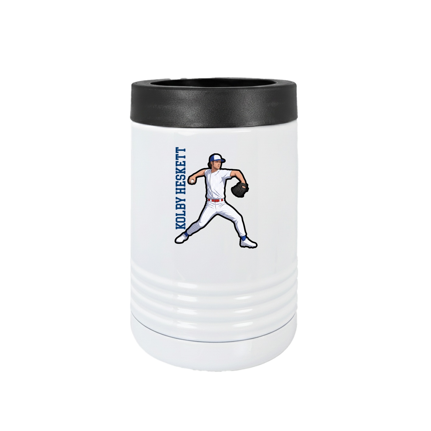 Beverage Holder — Name Vertical in White