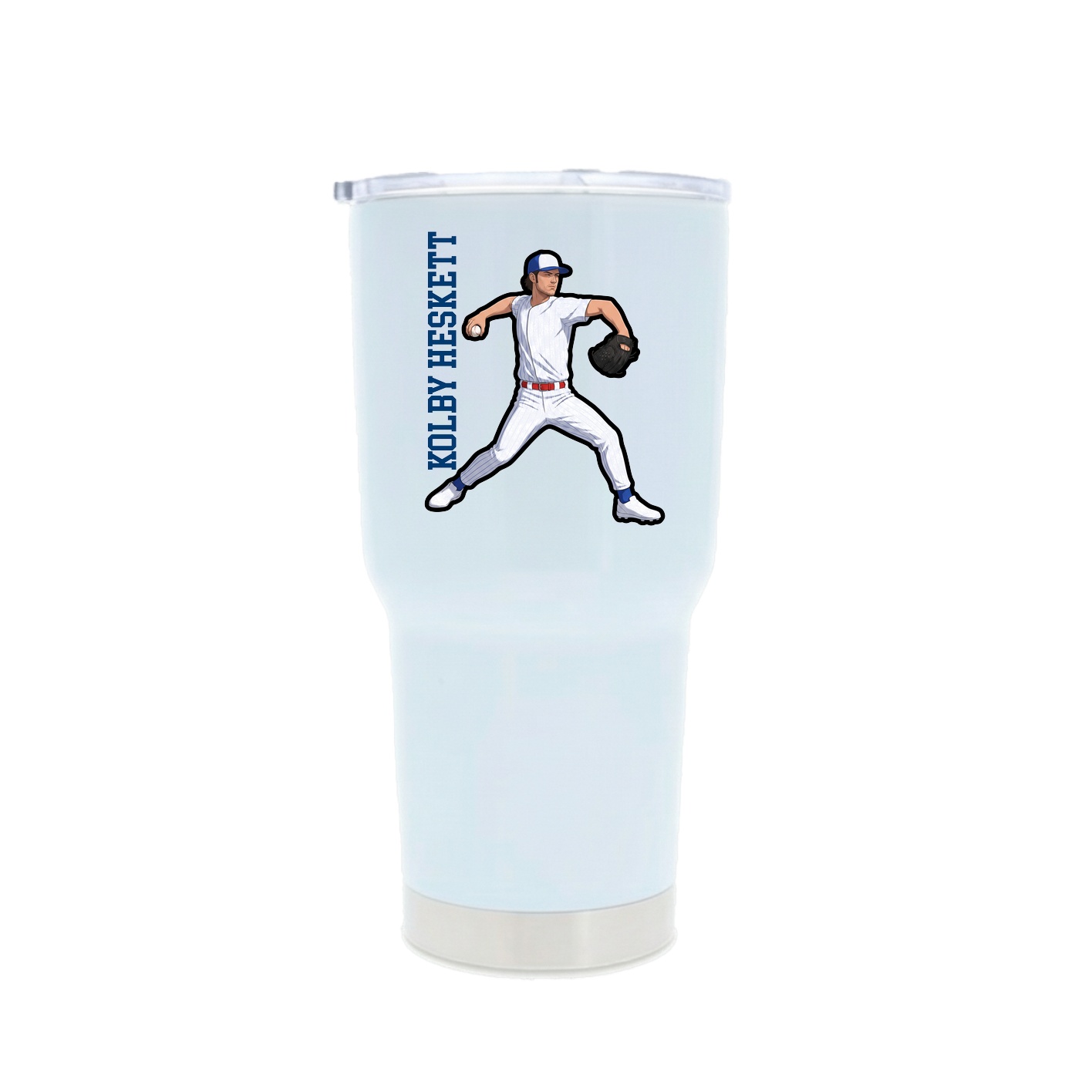 30oz Stainless Steel Tumbler — Name Vertical in White