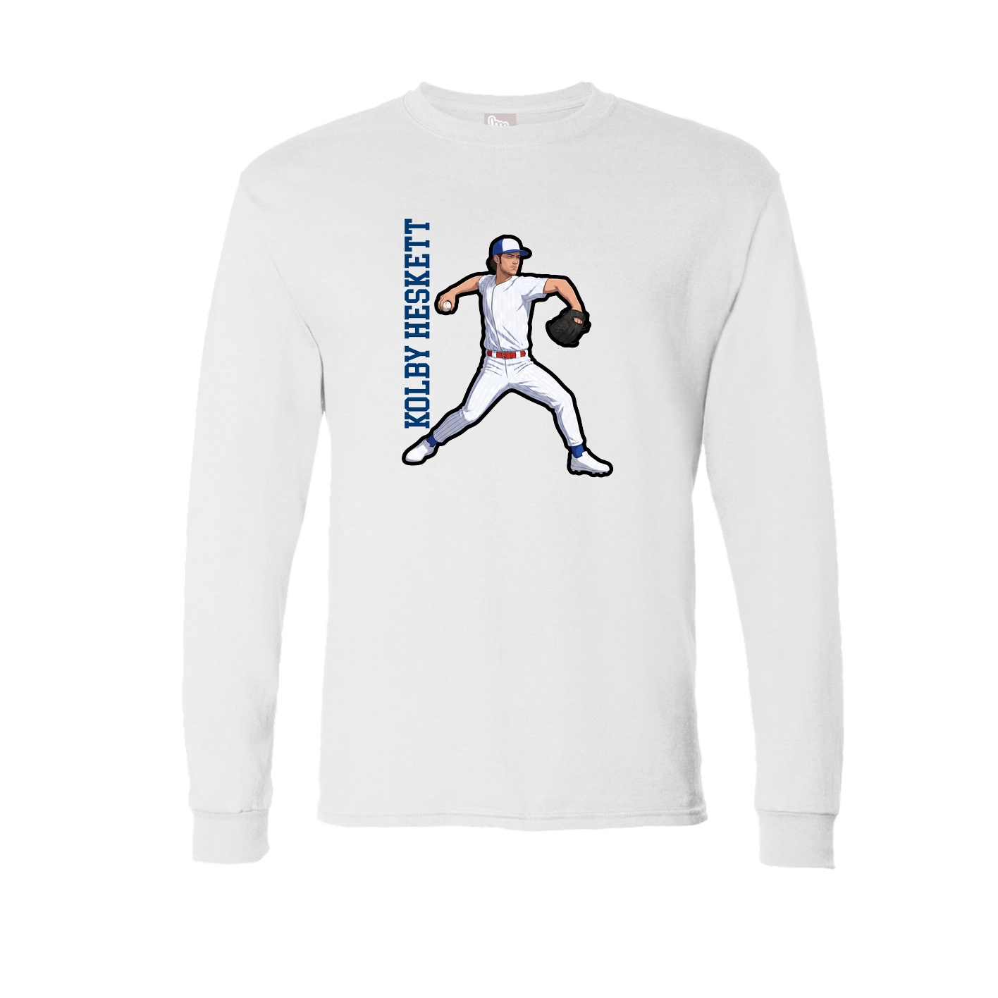 Long Sleeve Tee — Name Vertical in White