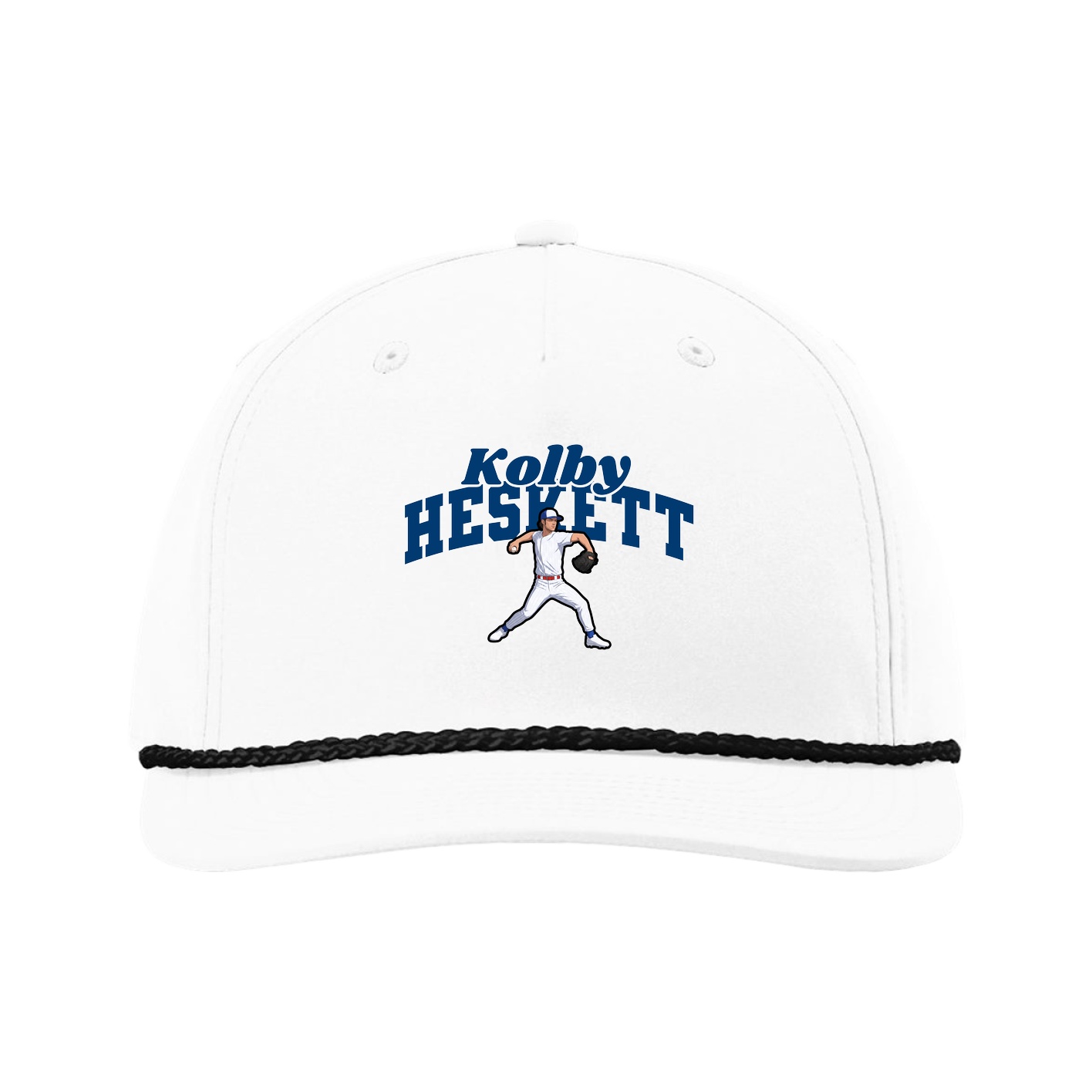 Five-Panel Classic Rope Cap — Signature Arch in White