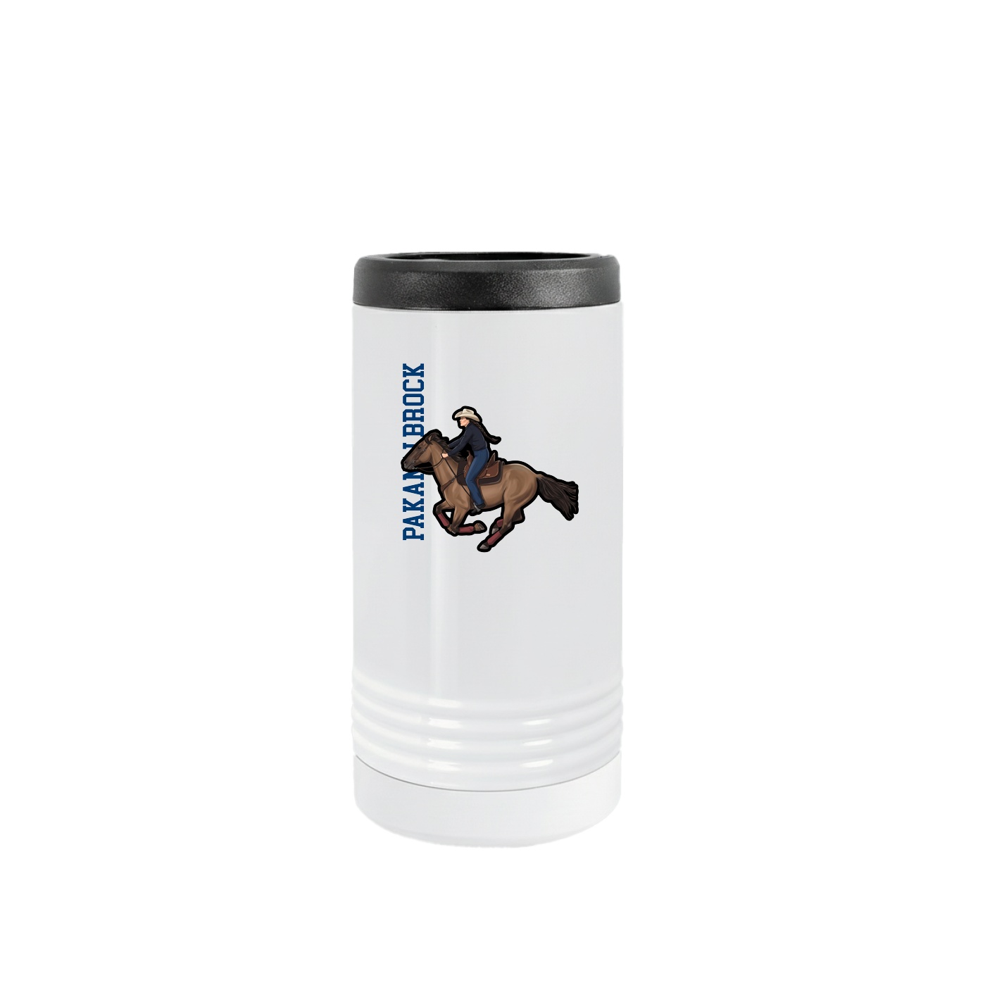 Slim Beverage Holder — Name Vertical in White