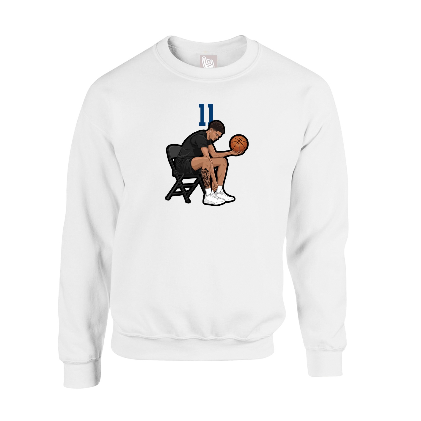 Fleece Crew — Number Top in White