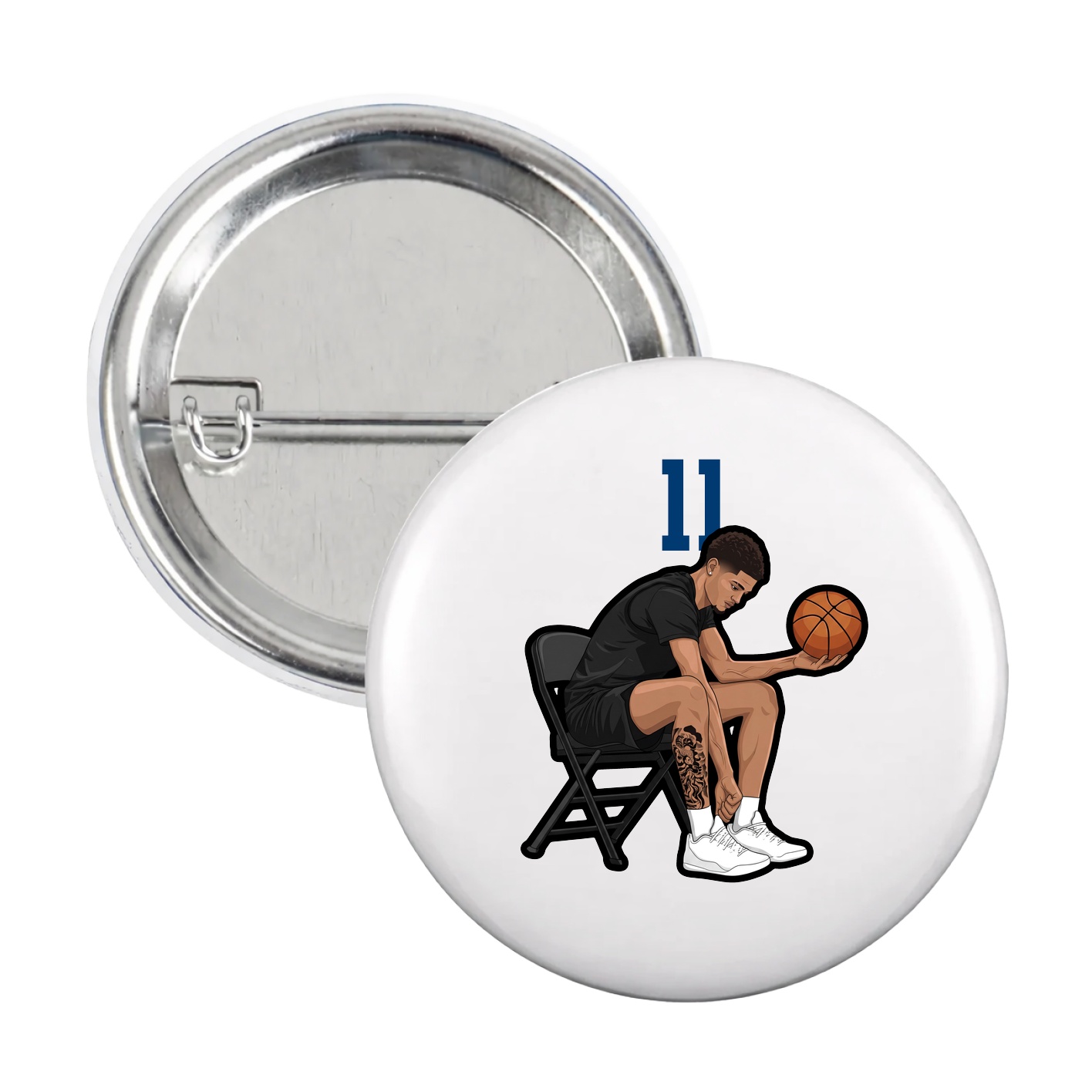 Game Day Button — Number Top in White