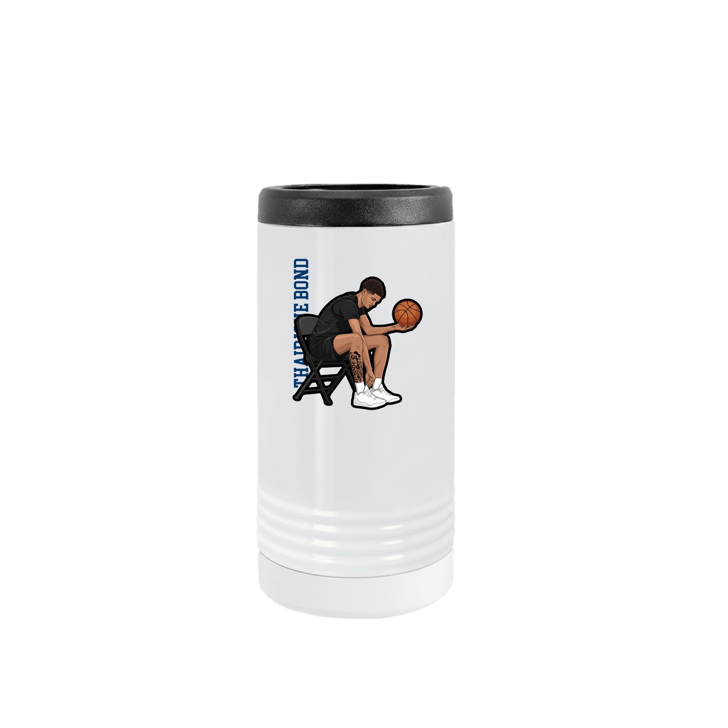 Slim Beverage Holder — Name Vertical in White