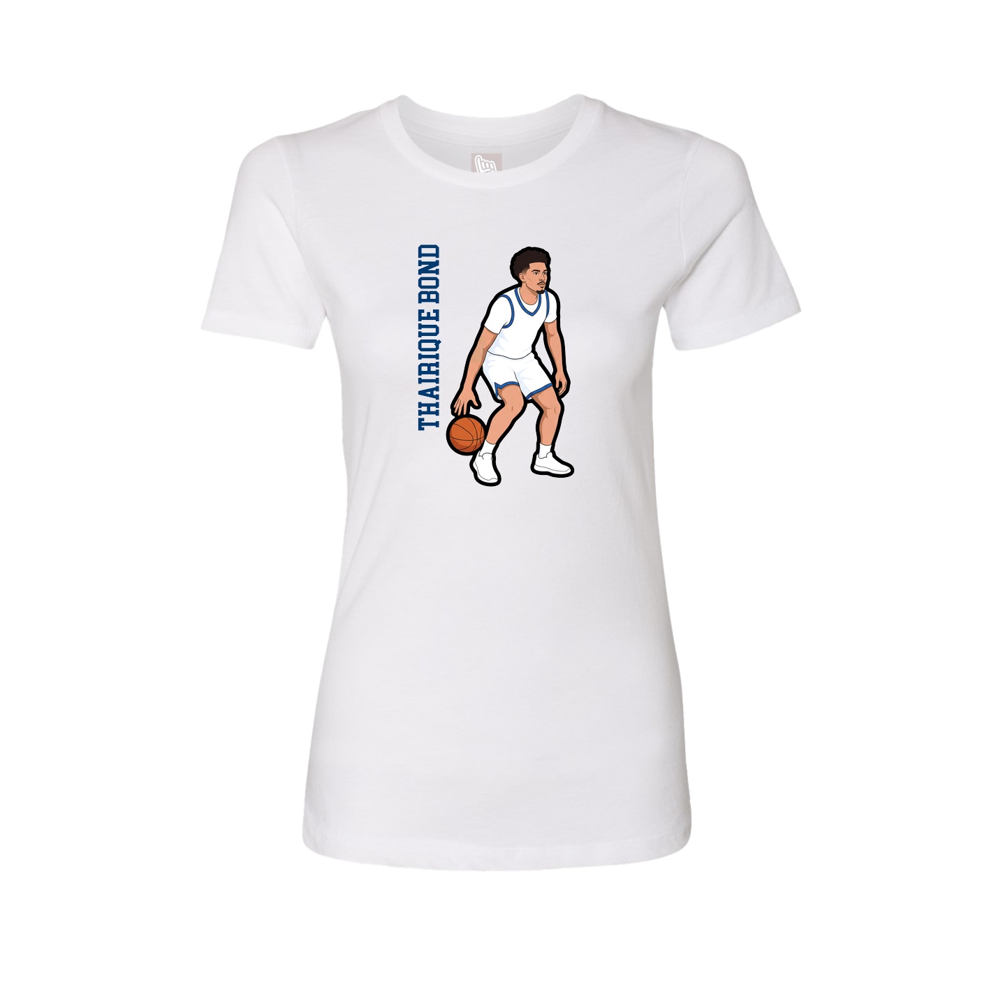 Fitted Women's Tee — Name Vertical in White