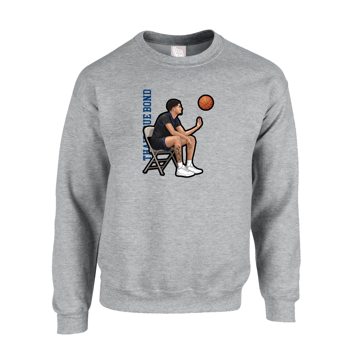 Fleece Crew — Name Vertical in Grey