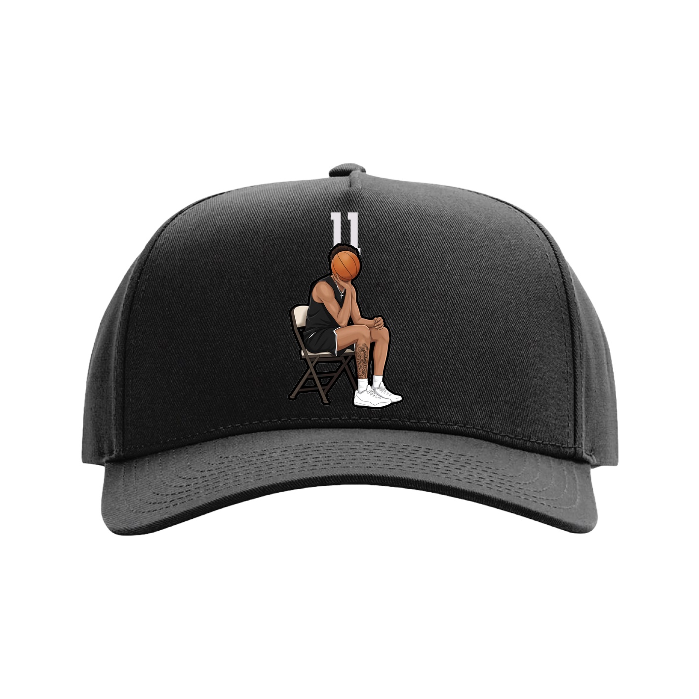 Full Fabric Five-Panel Champ Cap — Number Top in Black