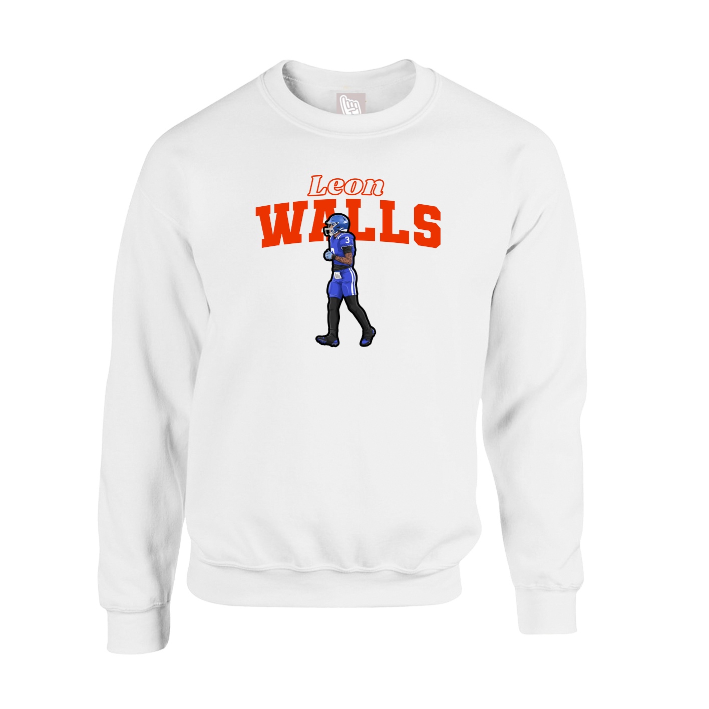 Fleece Crew — Name Arch in White