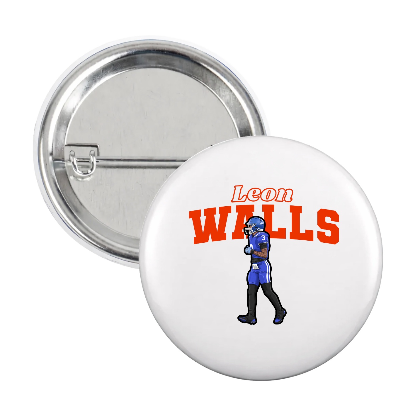 Game Day Button — Name Arch in White