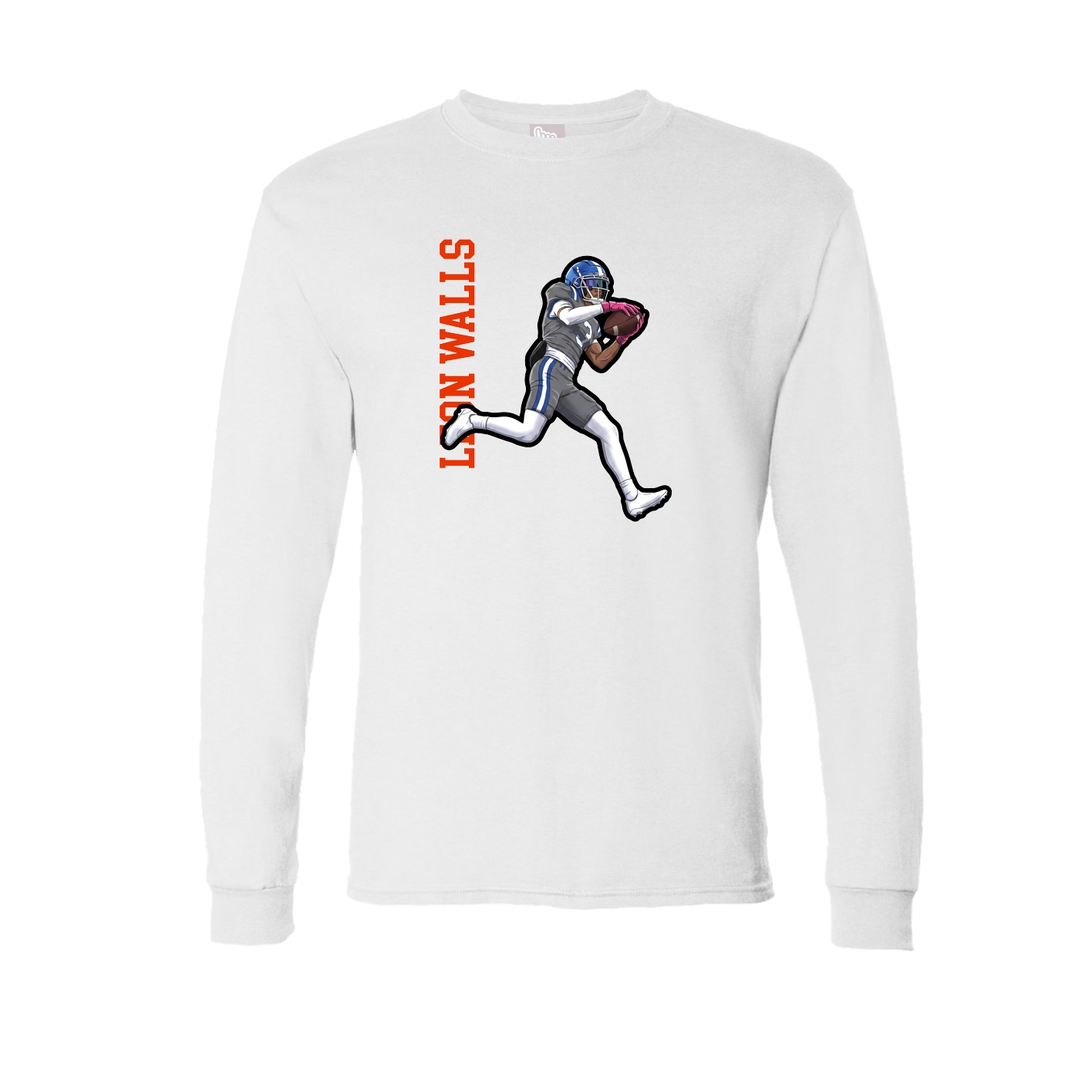Long Sleeve Tee — Name Vertical in White