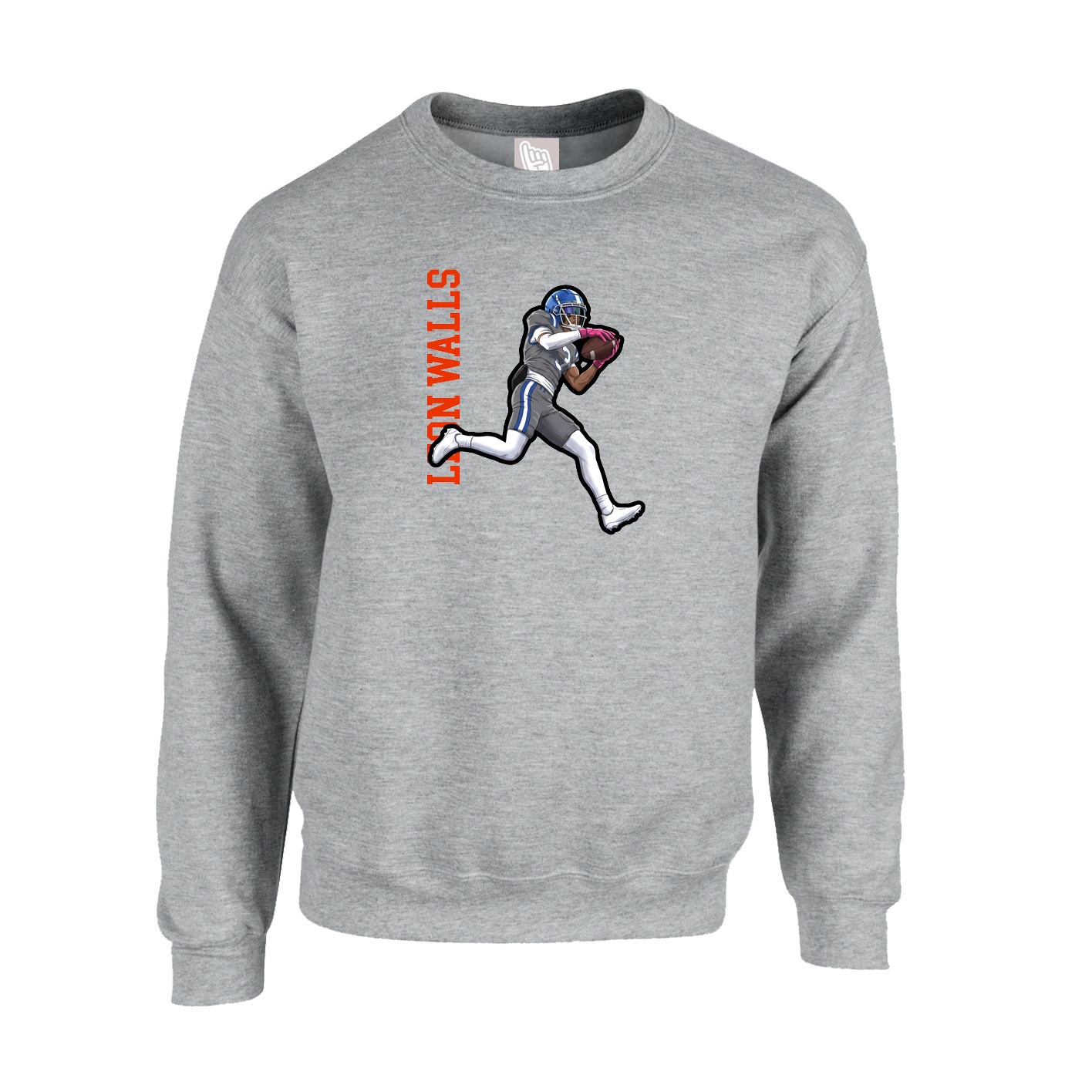 Fleece Crew — Name Vertical in Grey