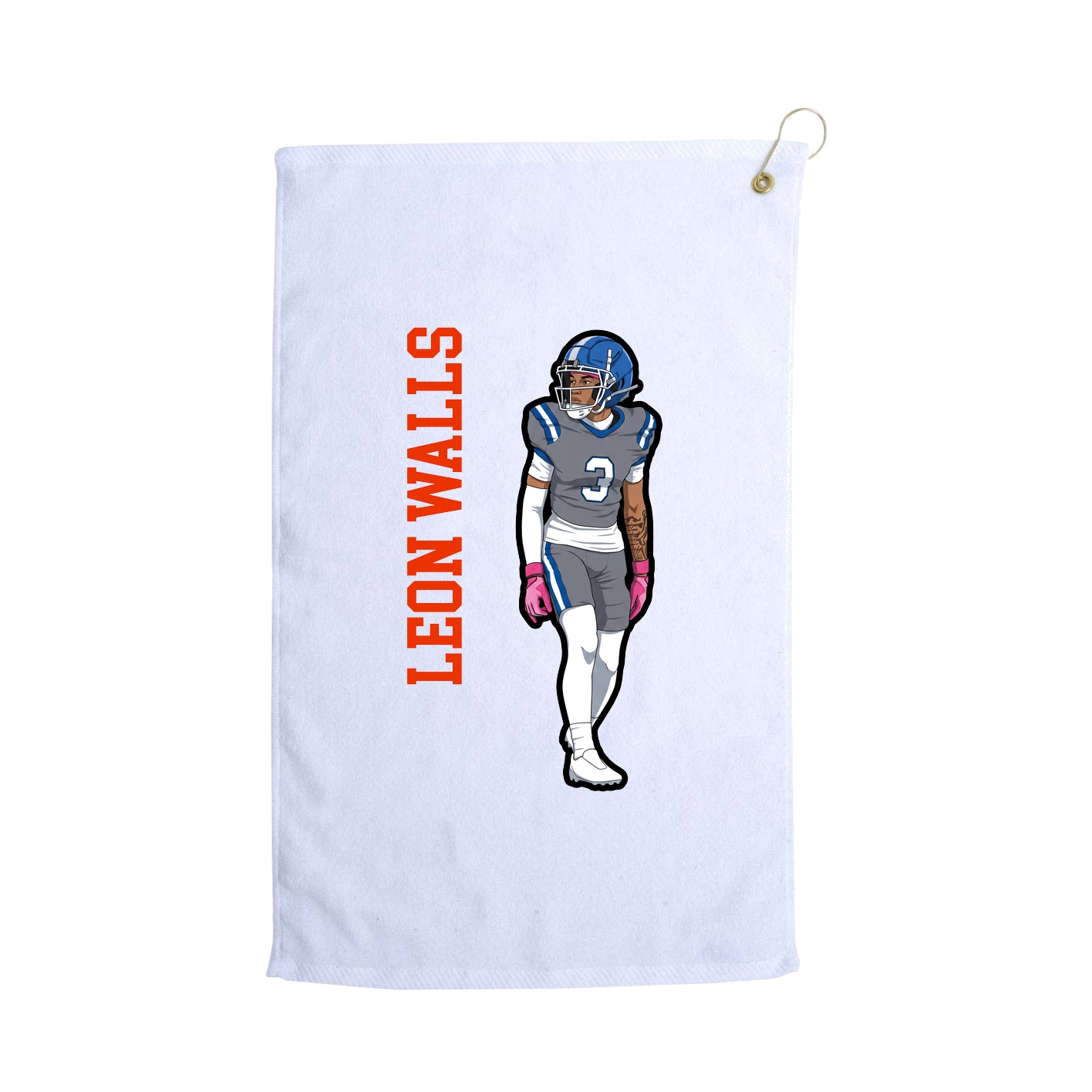 Golf Towel — Name Vertical in White