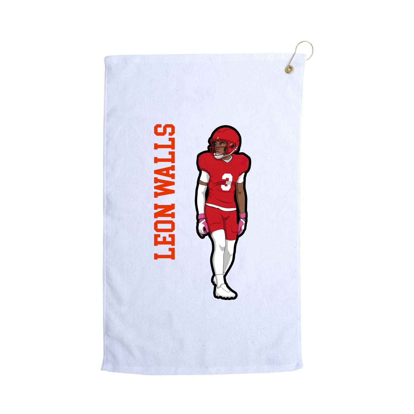 Golf Towel — Name Vertical in White