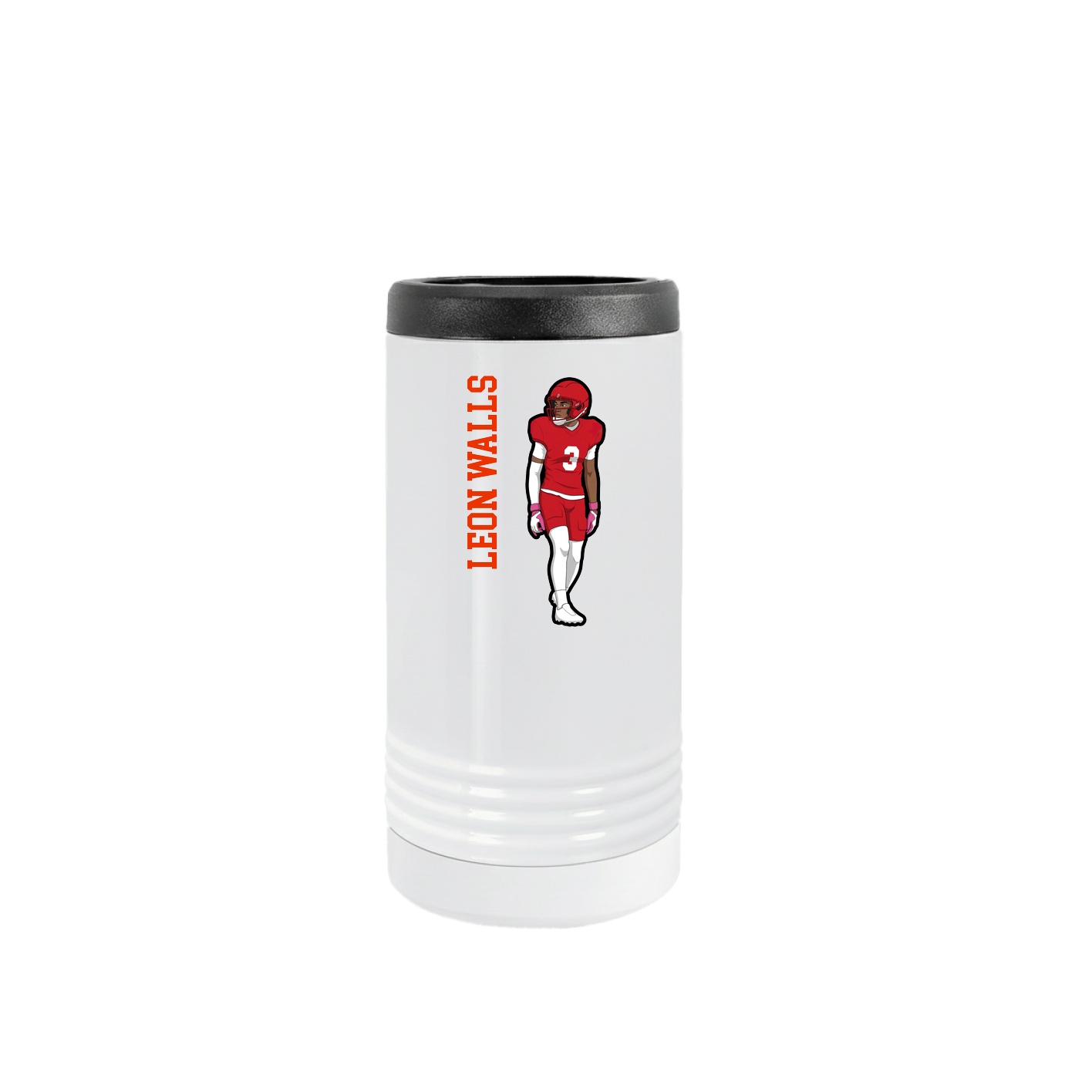 Slim Beverage Holder — Name Vertical in White
