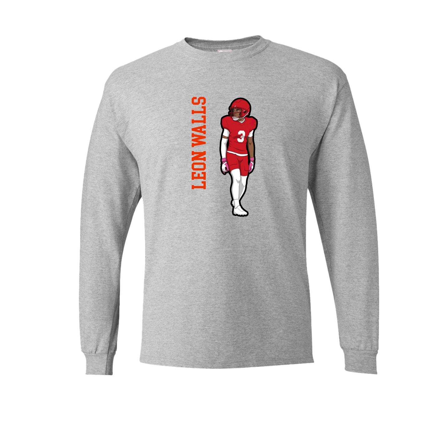 Long Sleeve Tee — Name Vertical in Grey