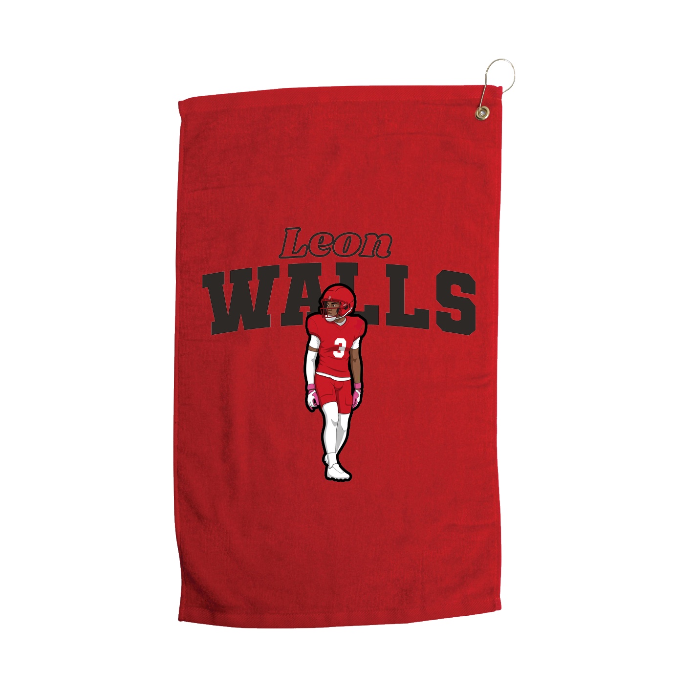 Golf Towel — Name Arch in Red
