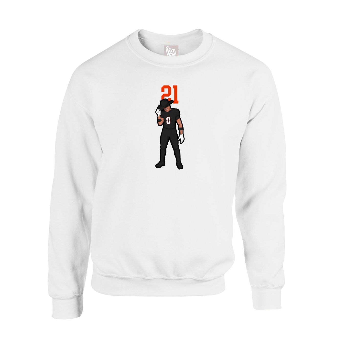Fleece Crew — Number Top in White