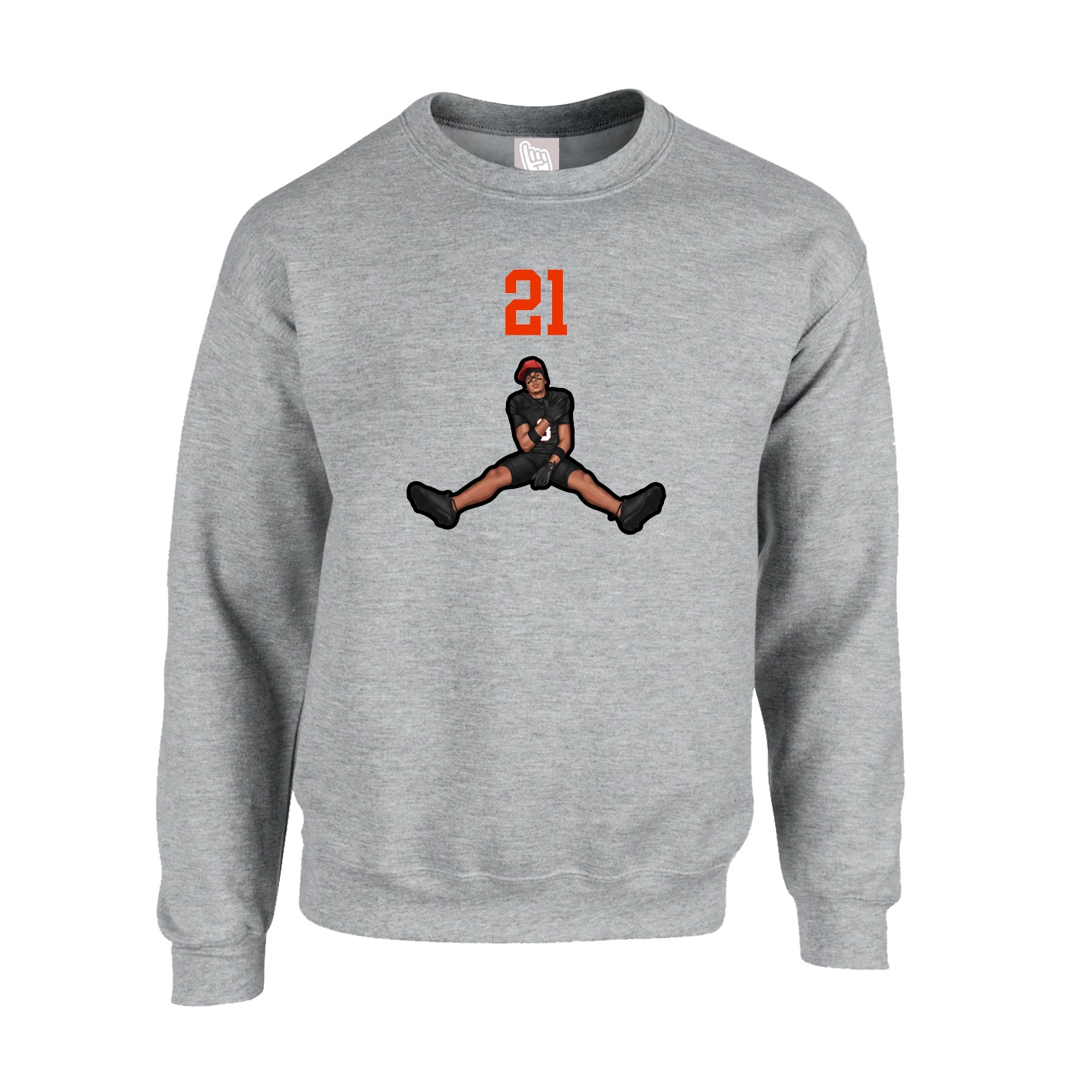 Fleece Crew — Number Top in Grey