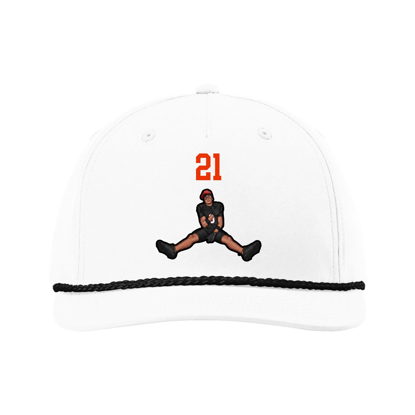 Five-Panel Classic Rope Cap — Number Top in White
