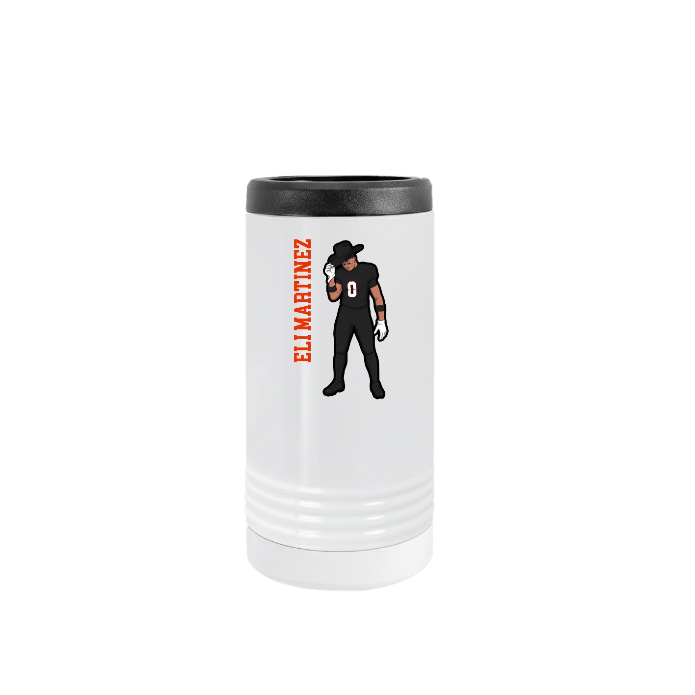 Slim Beverage Holder — Name Vertical in White