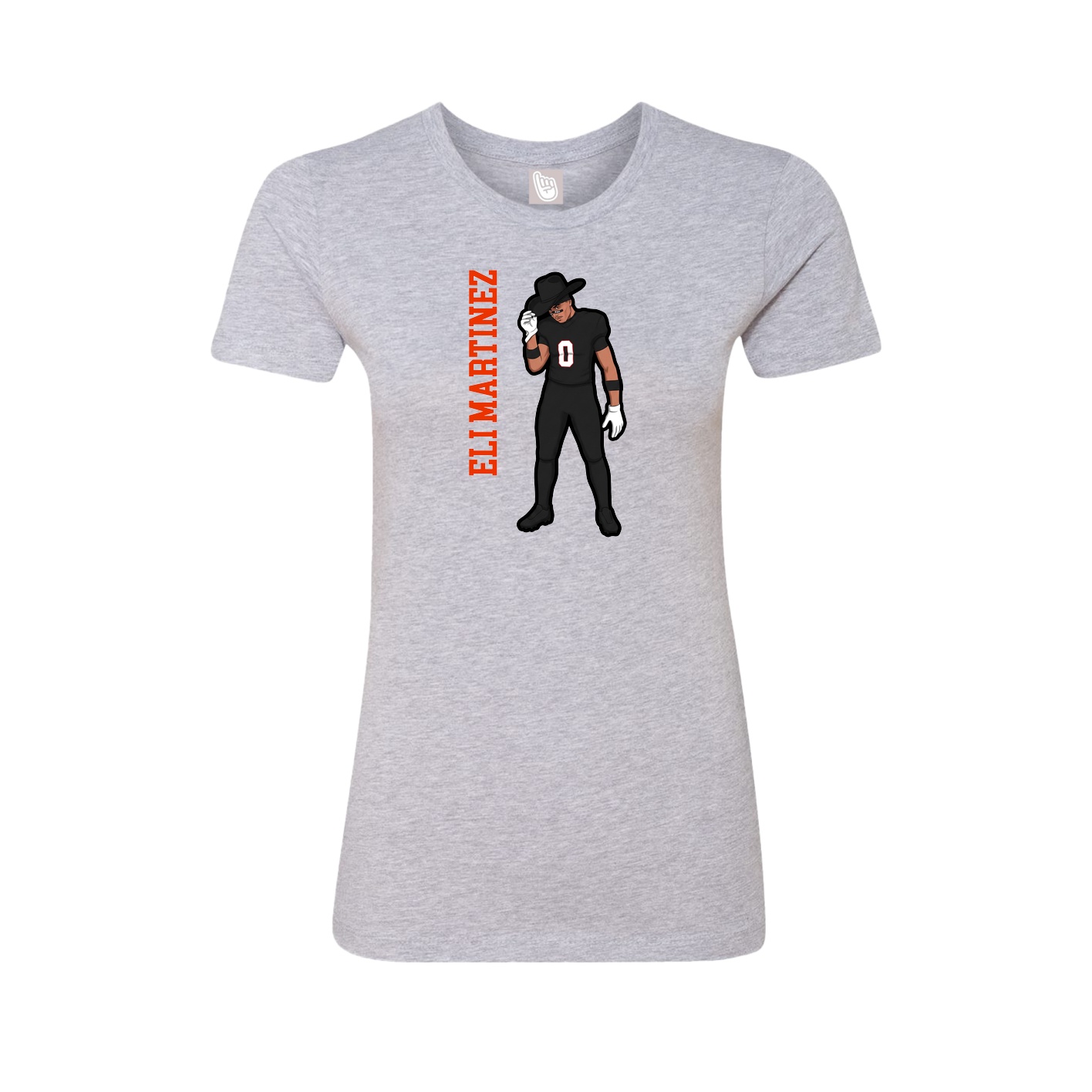 Fitted Women's Tee — Name Vertical in Grey