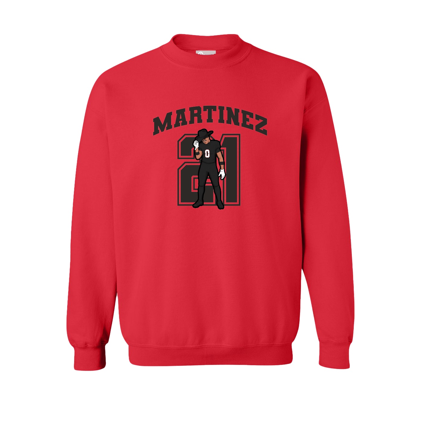 Fleece Crew — Number in Red