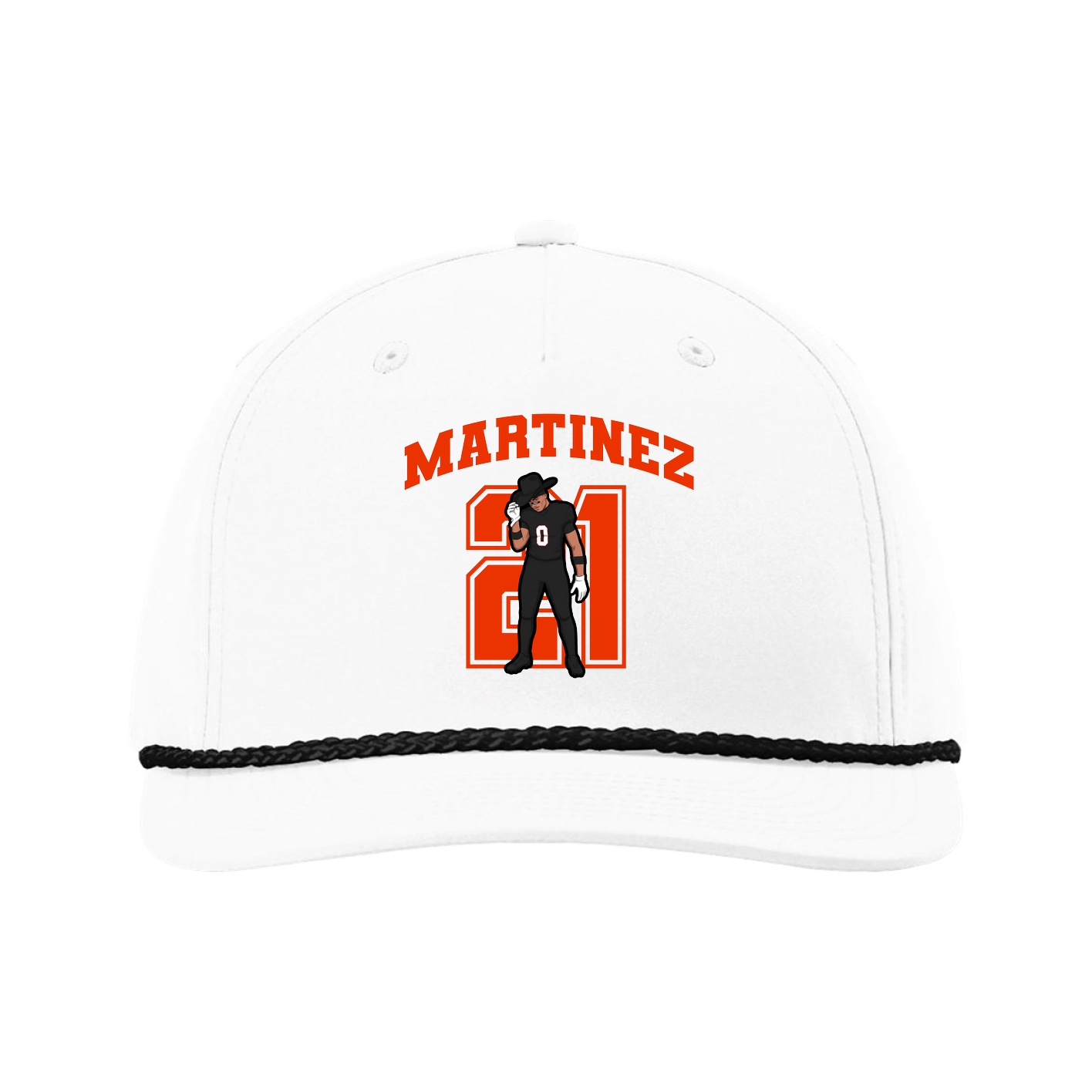 Five-Panel Classic Rope Cap — Number in White