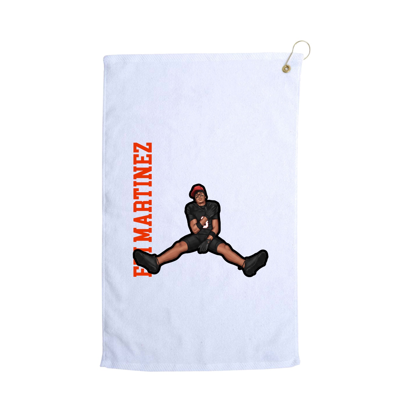Golf Towel — Name Vertical in White