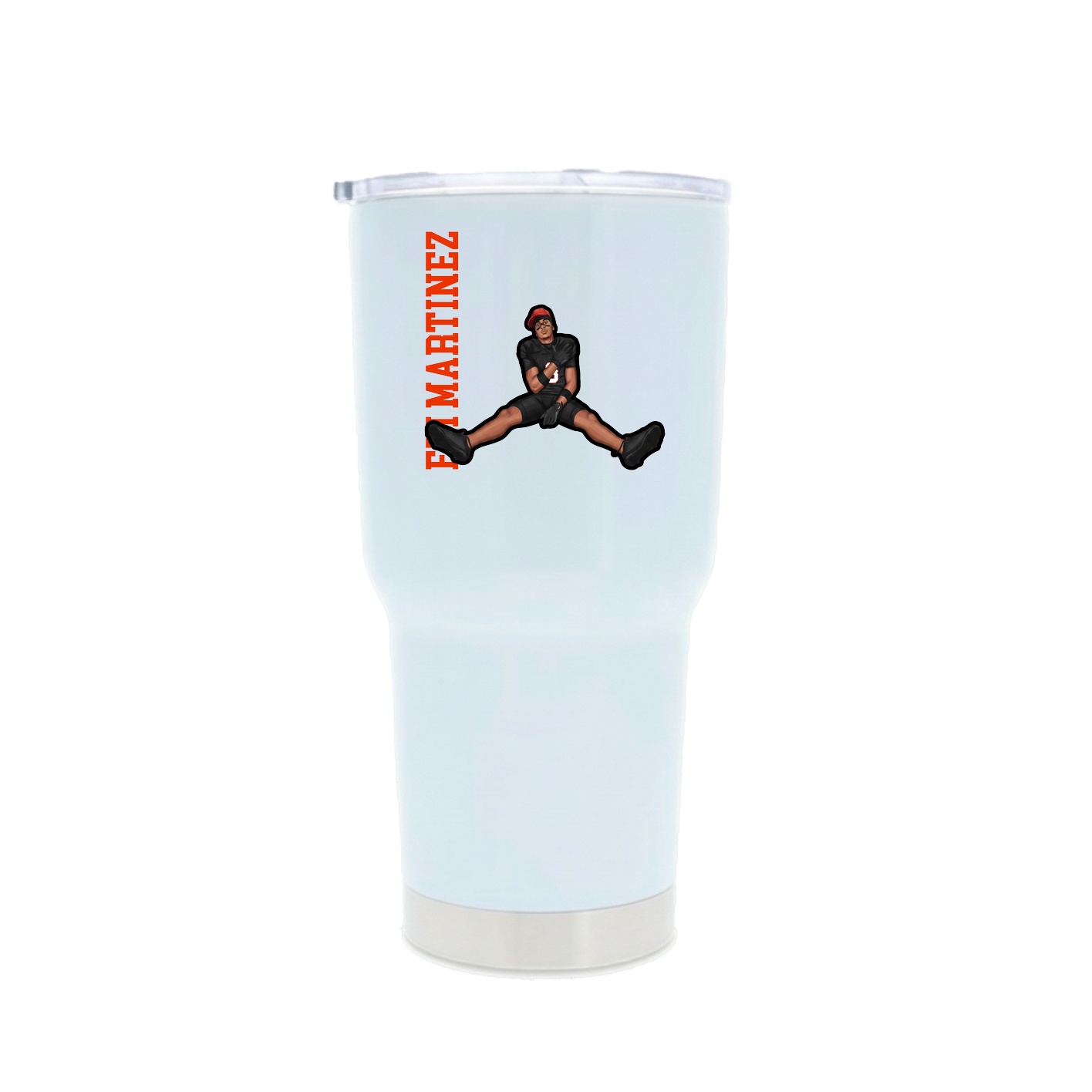 30oz Stainless Steel Tumbler — Name Vertical in White