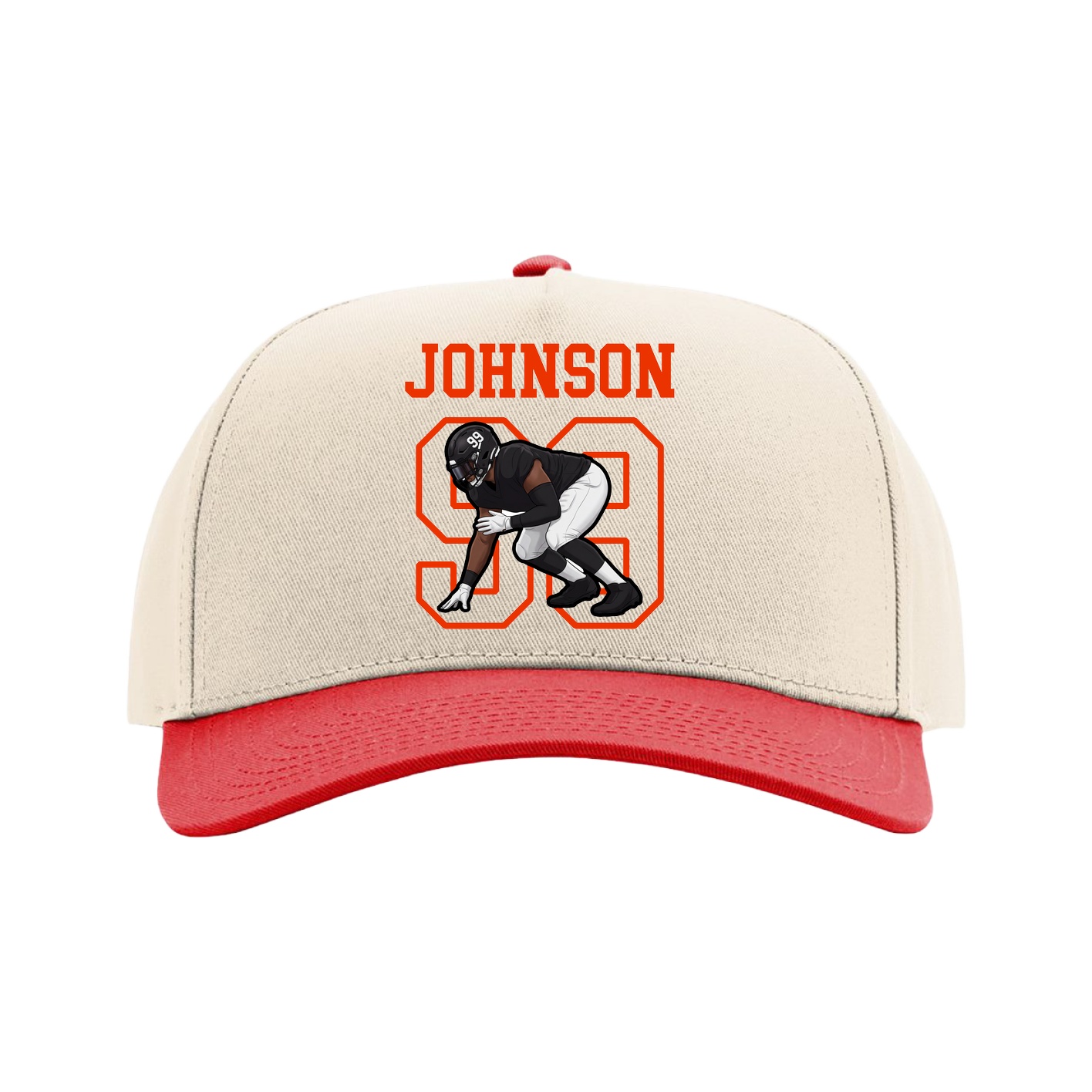 Full Fabric Five-Panel Champ Cap — Shirsey in Cream/Red