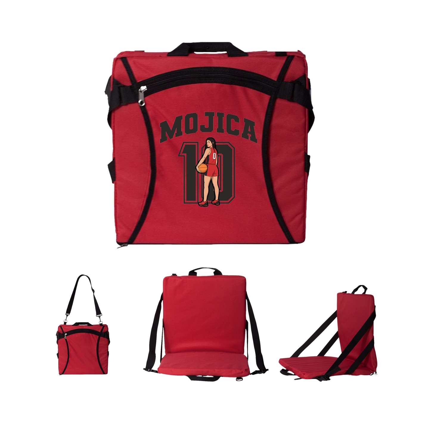 Folding Stadium Seat — Number in Red