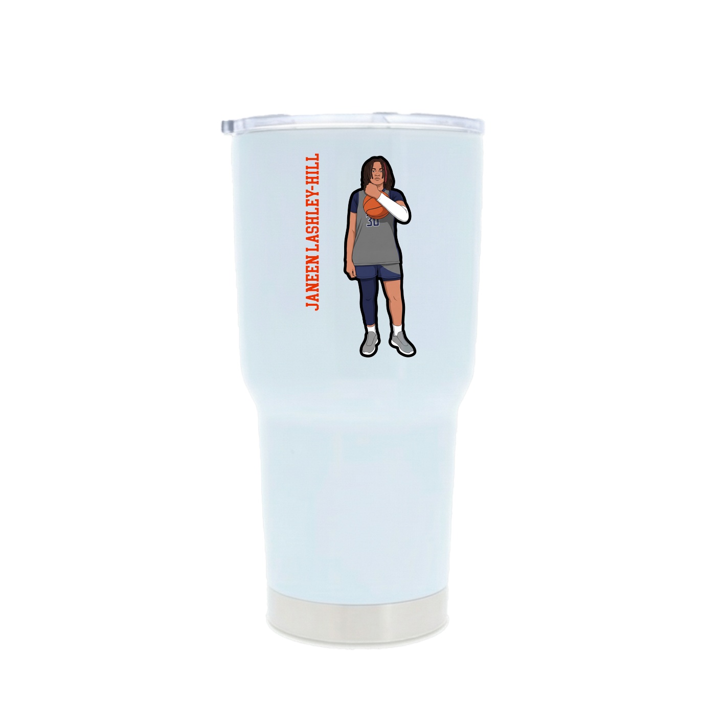 30oz Stainless Steel Tumbler — Name Vertical in White