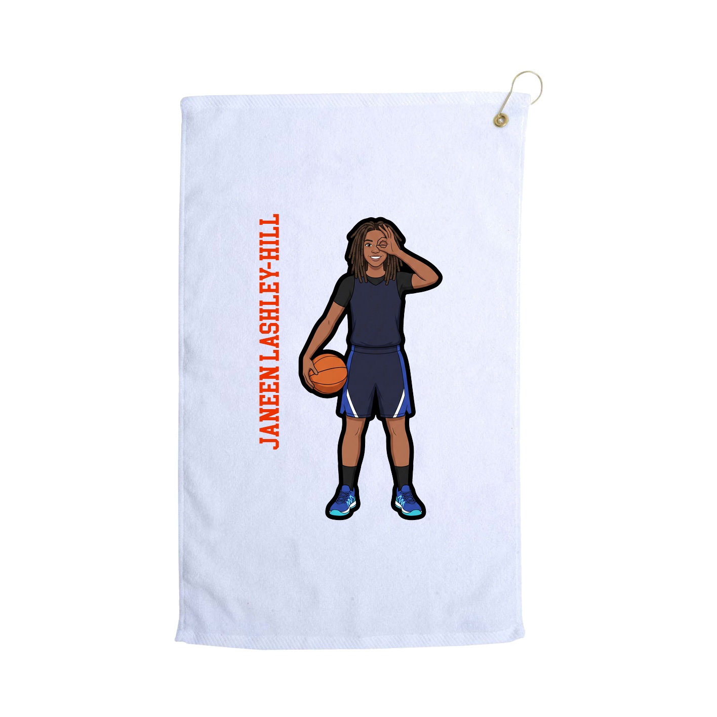 Golf Towel — Name Vertical in White