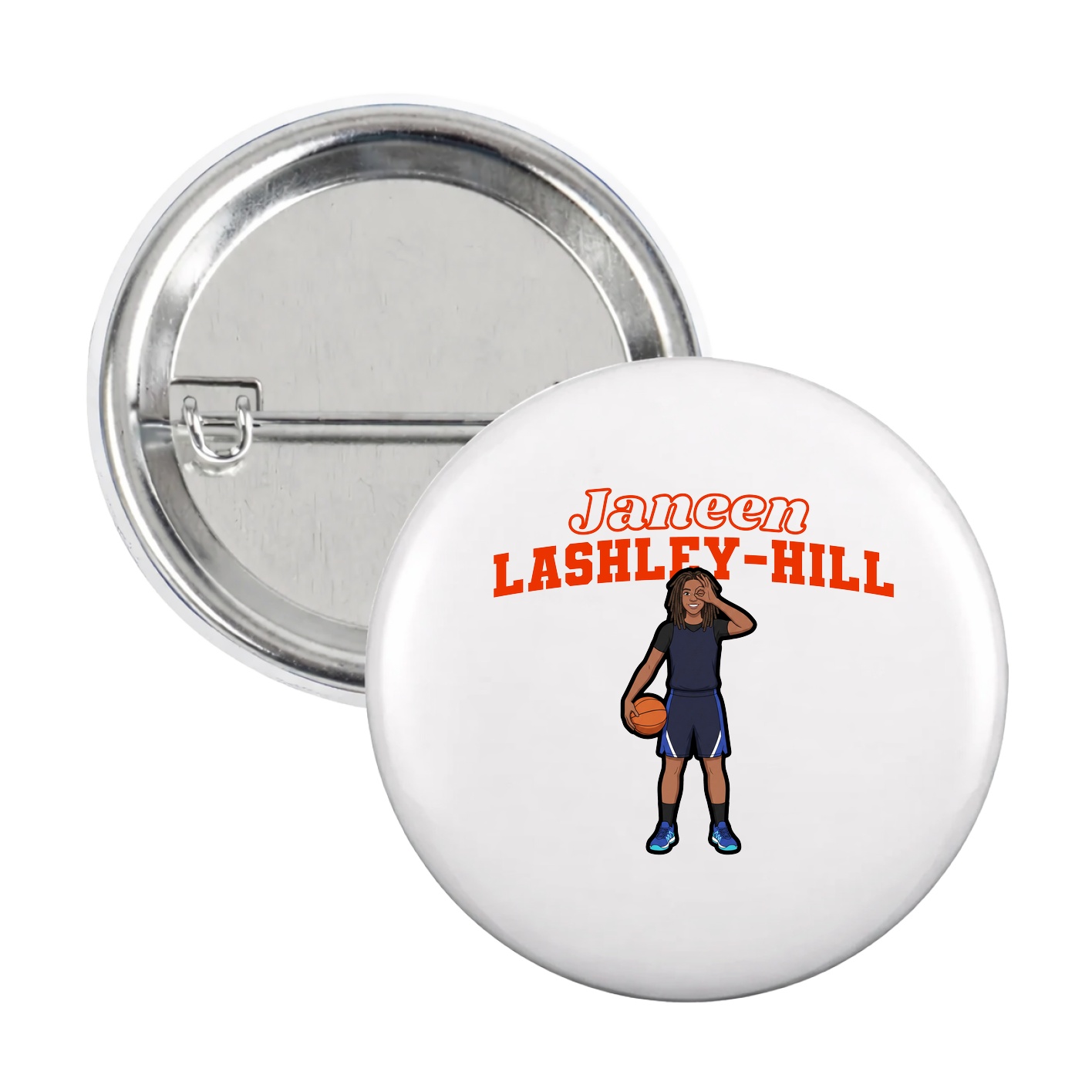 Game Day Button — Name Arch in White