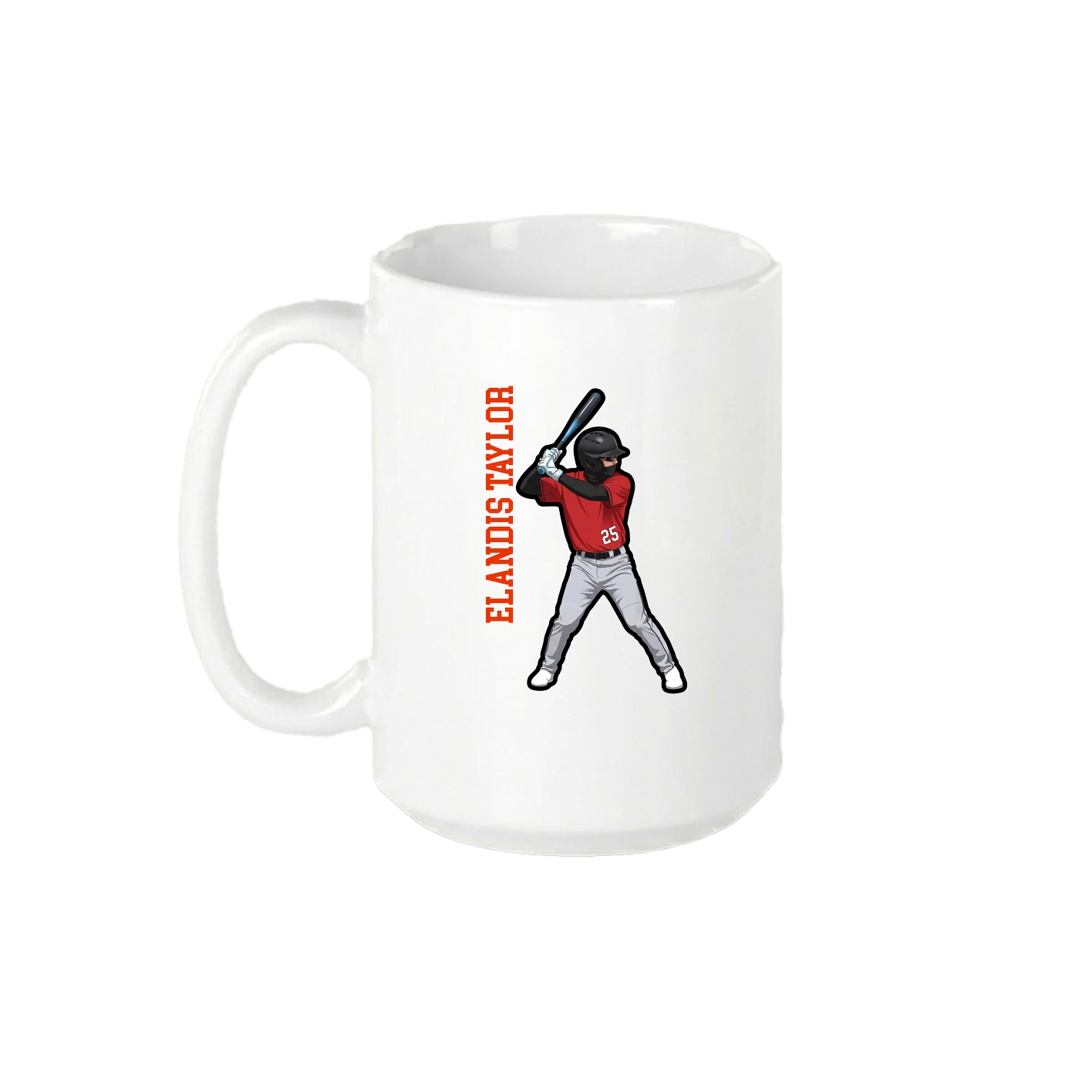 15oz Coffee Mug — Name Vertical in White
