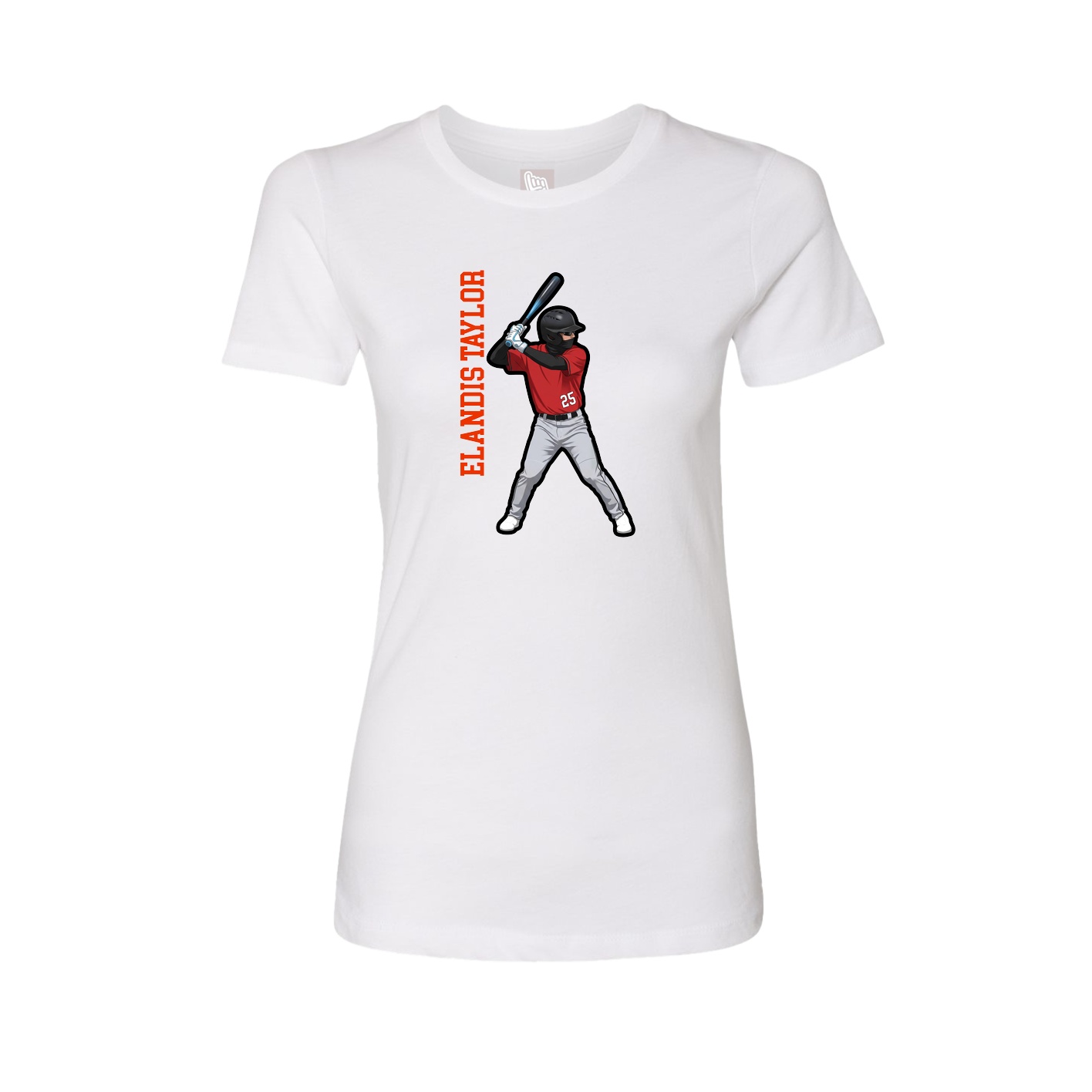 Fitted Women's Tee — Name Vertical in White