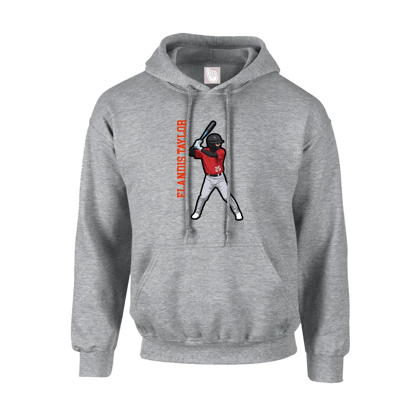 Hoodie — Name Vertical in Grey