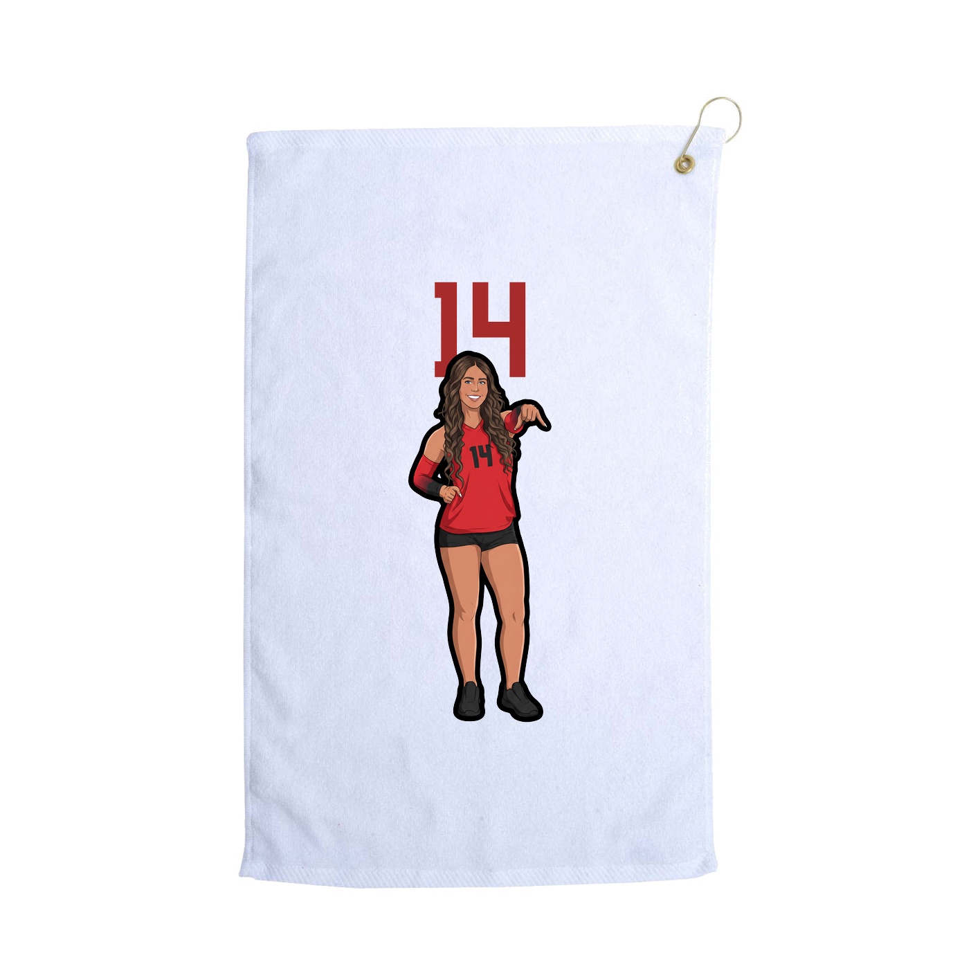 Golf Towel — Number Top in White