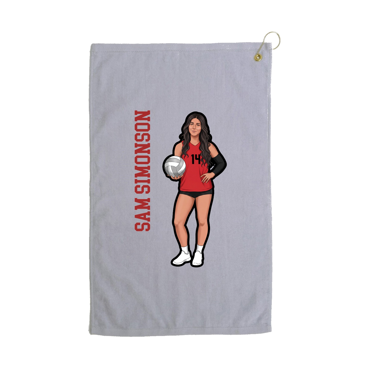 Golf Towel — Name Vertical in Grey