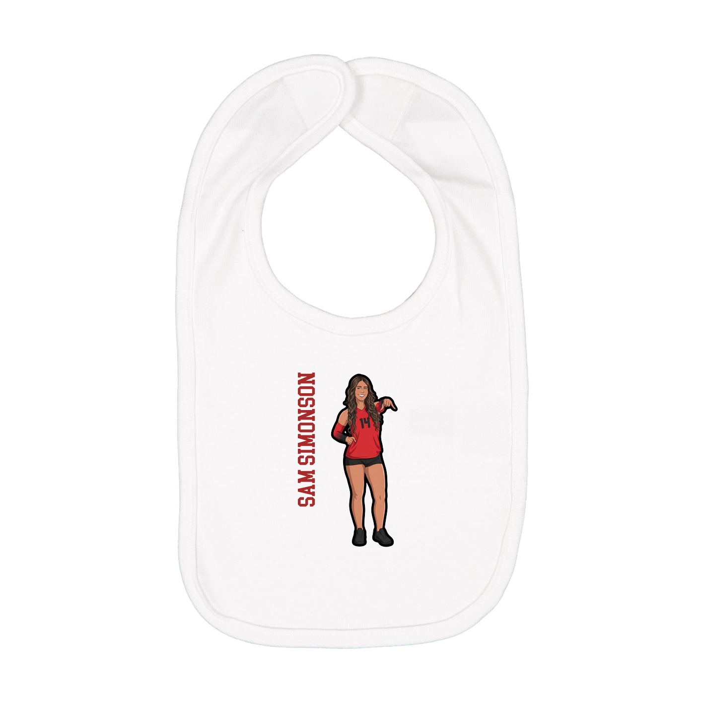 Infant Bib — Name Vertical in White